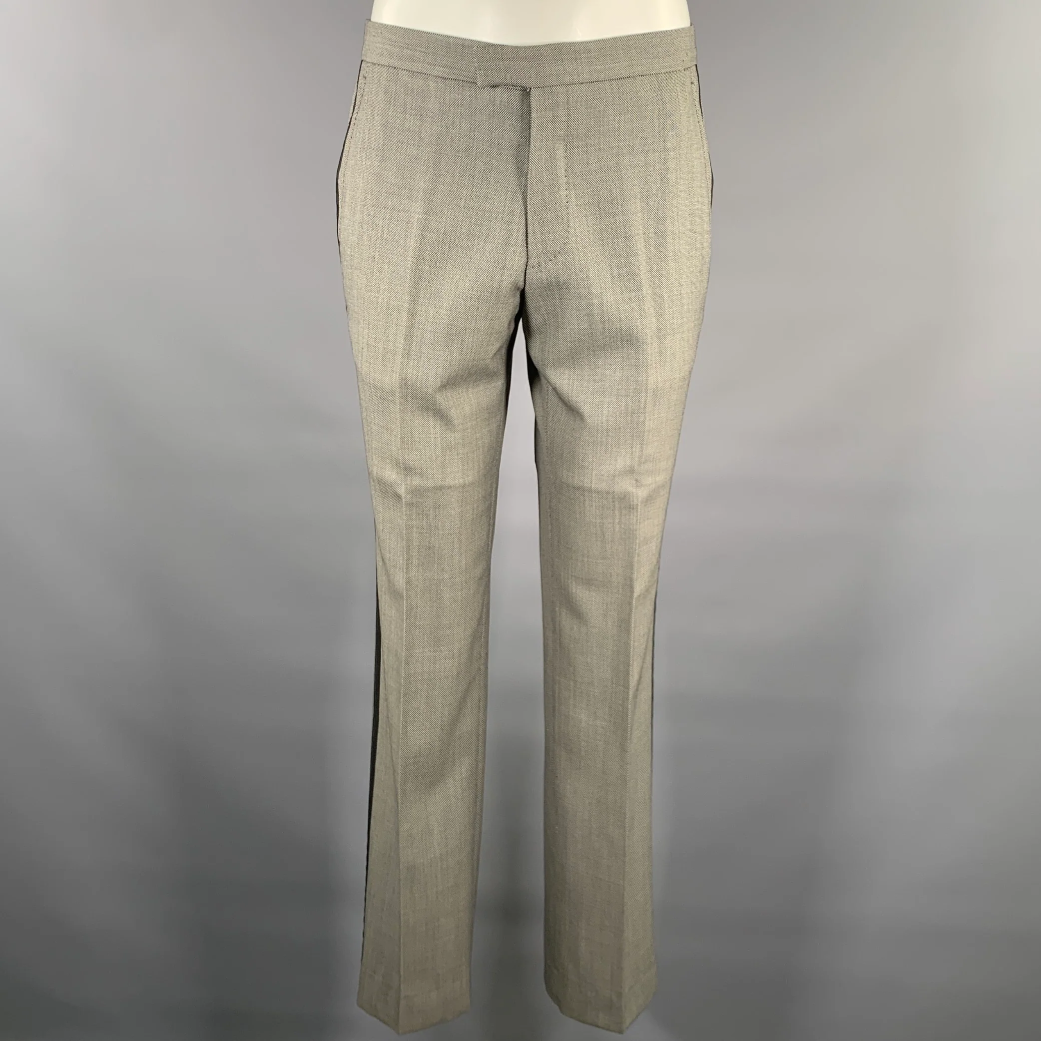 SIMON SPURR Size 36 Grey Black Nailhead Wool Peak Lapel Suit - Image 4