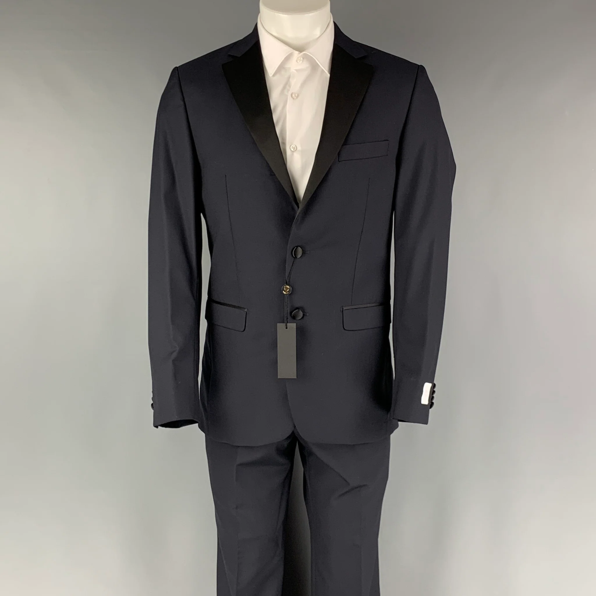 SIMON SPURR VALDEX Size 40 Regular Black Wool Notch Lapel 34 36 Tuxedo