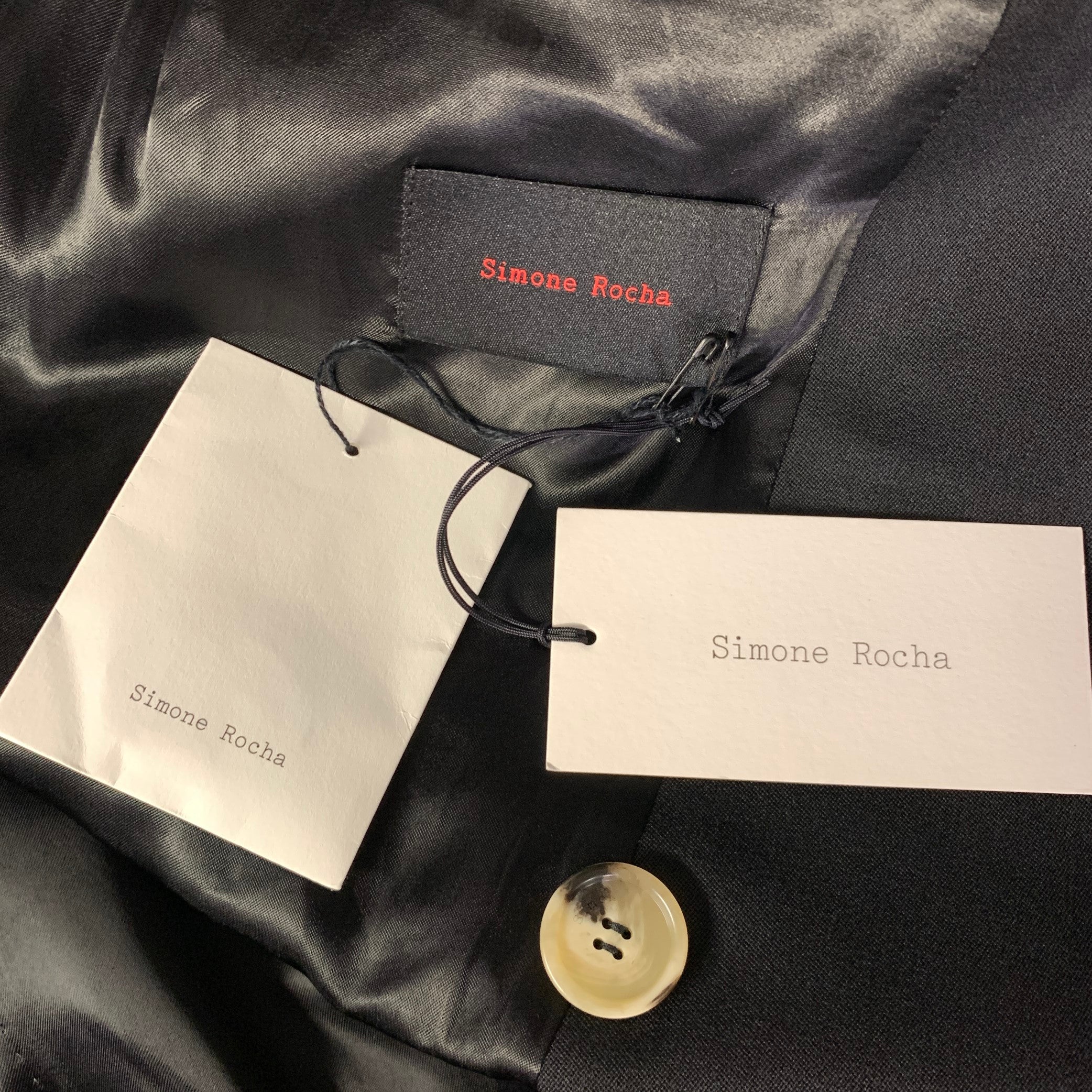 SIMONE ROCHA Chest Size L Black Red & White Beaded Wool Blend Sport Coat - Image 5