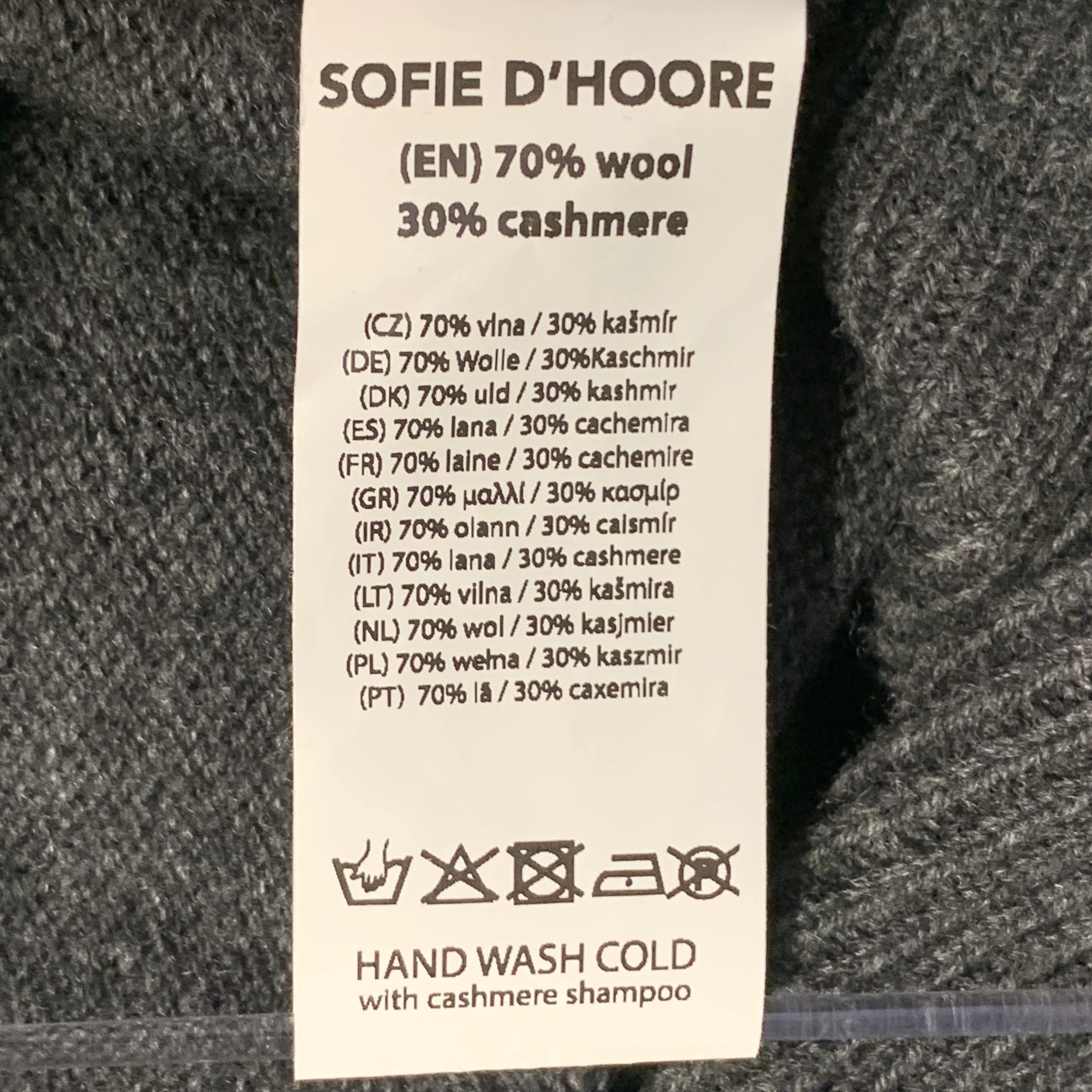 SOFIE D'HOORE Size S Grey Charcoal Knit Wool Cashmere Oversized V-Neck Cardigan - Image 9