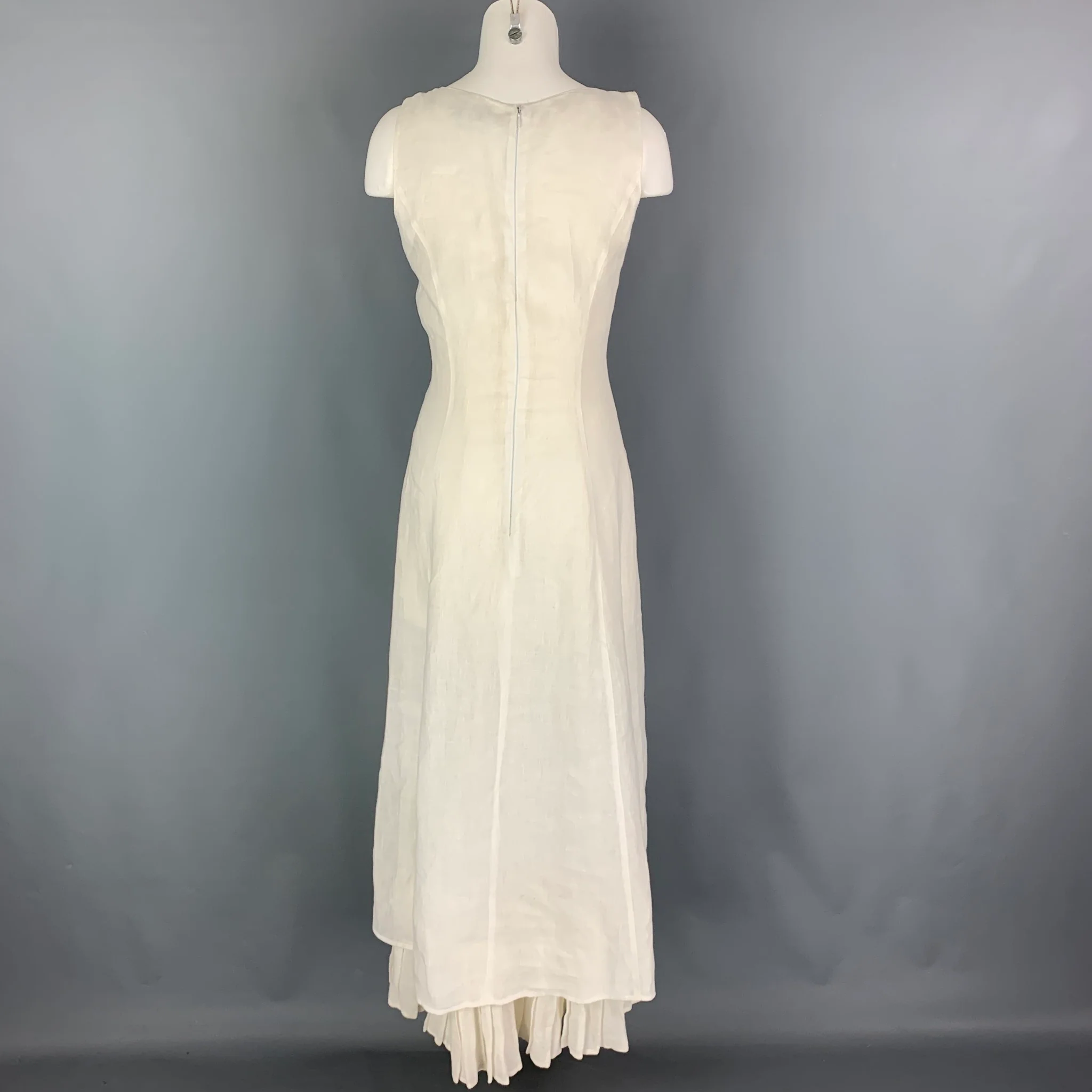 SONIA SPECIALE Size M White Embroidered Sleeveless Long Dress - Image 3