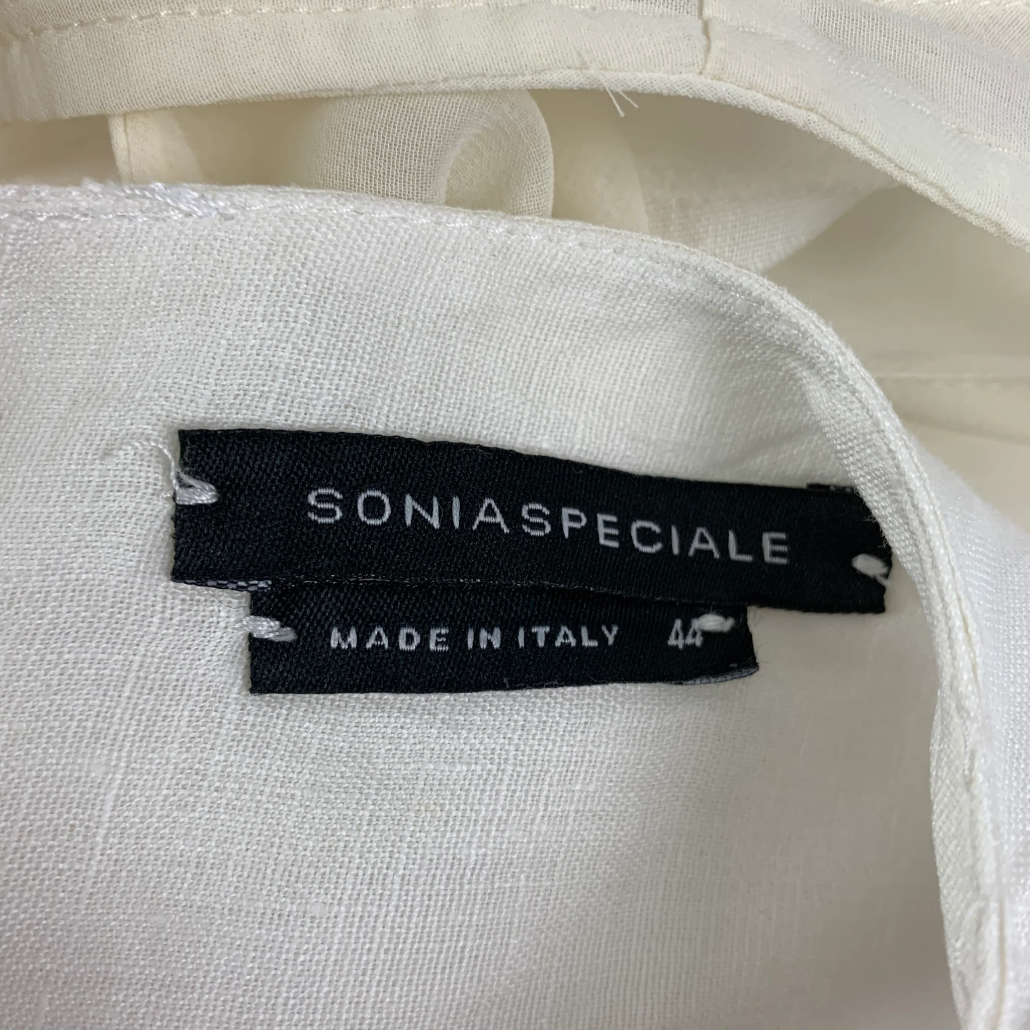 SONIA SPECIALE Size M White Embroidered Sleeveless Long Dress - Image 4