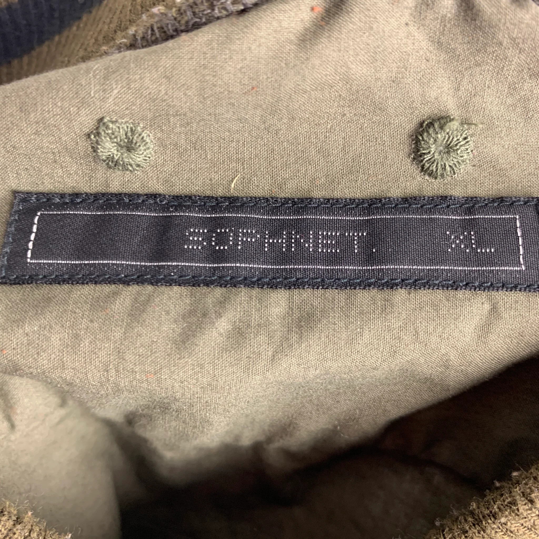 SOPHNET Size XL Olive Solid Cotton Button Up Long Sleeve Shirt - Image 4