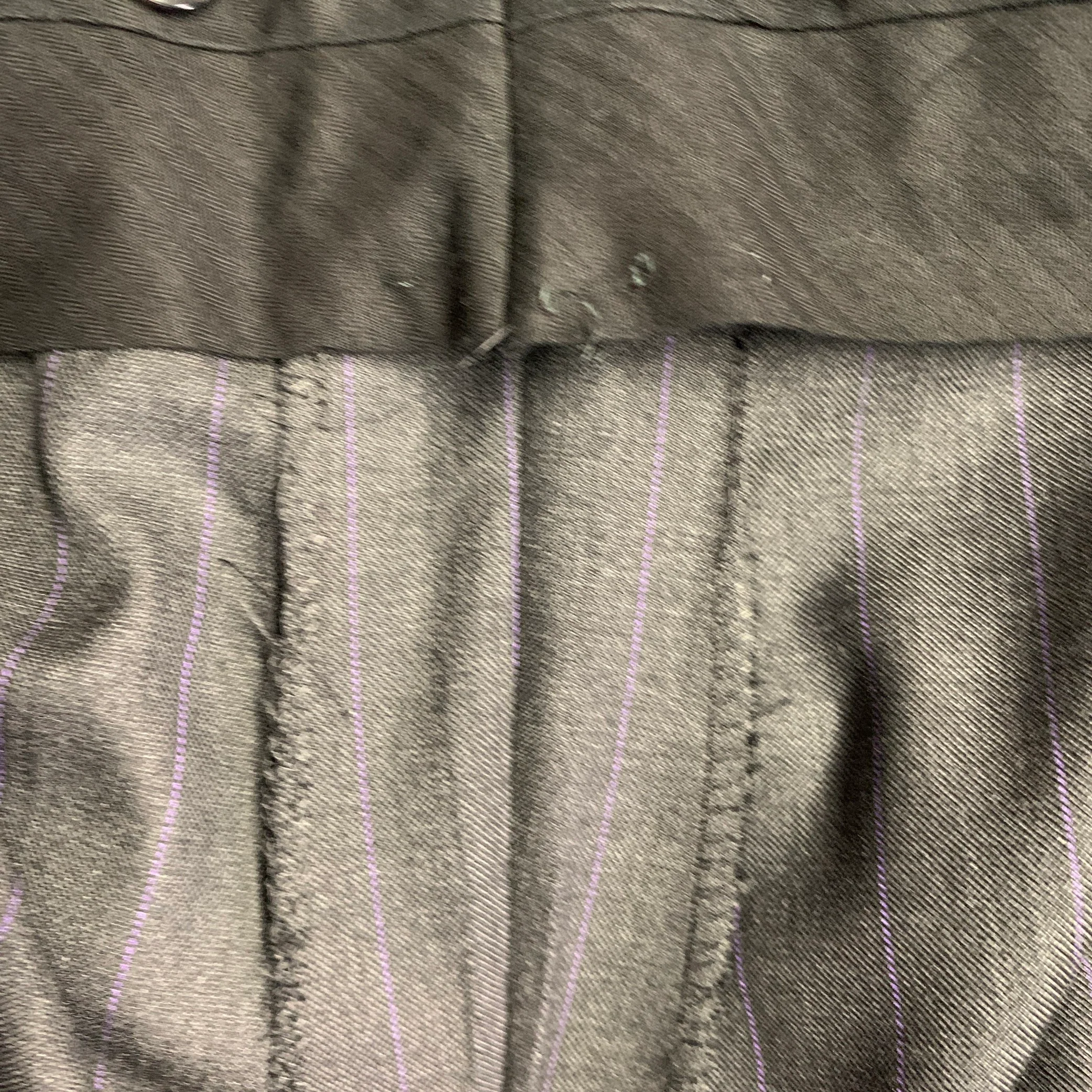 SOUTHWICK Size 42 Long Charcoal Purple Pinstripe Wool Notch Lapel Suit - Image 13