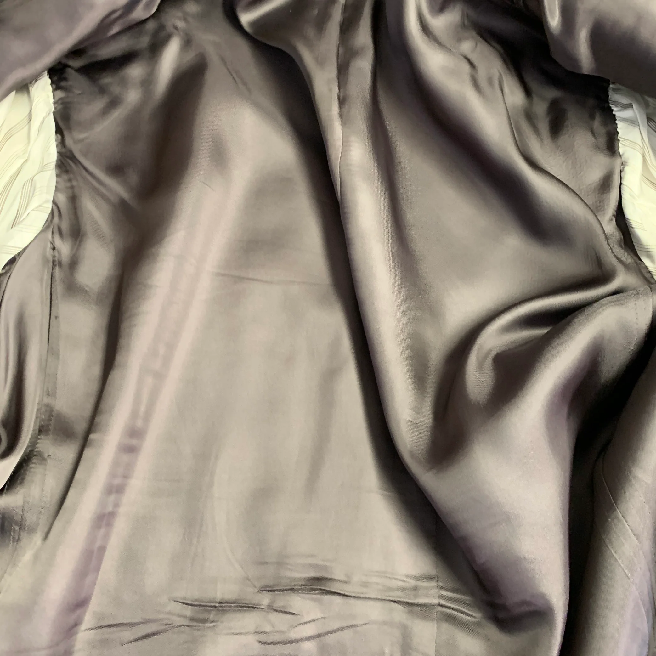 SOUTHWICK Size 42 Long Charcoal Purple Pinstripe Wool Notch Lapel Suit - Image 9