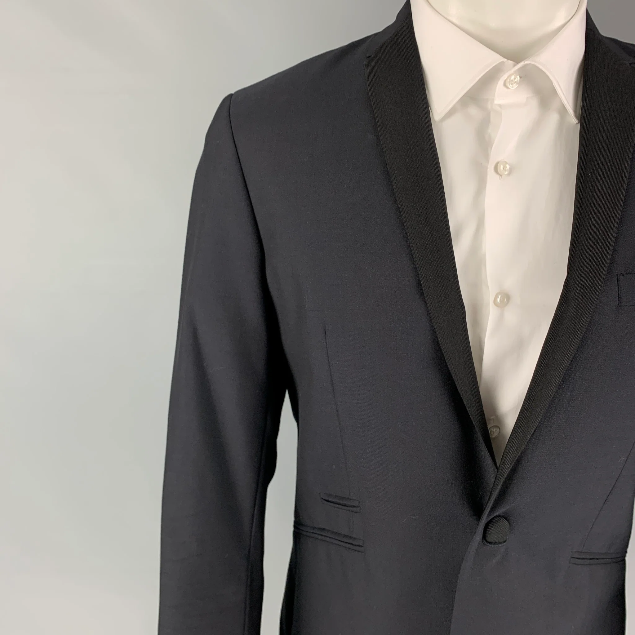 SPENCER HART Size 38 Black Wool Mohair Tuxedo Sport Coat - Image 2