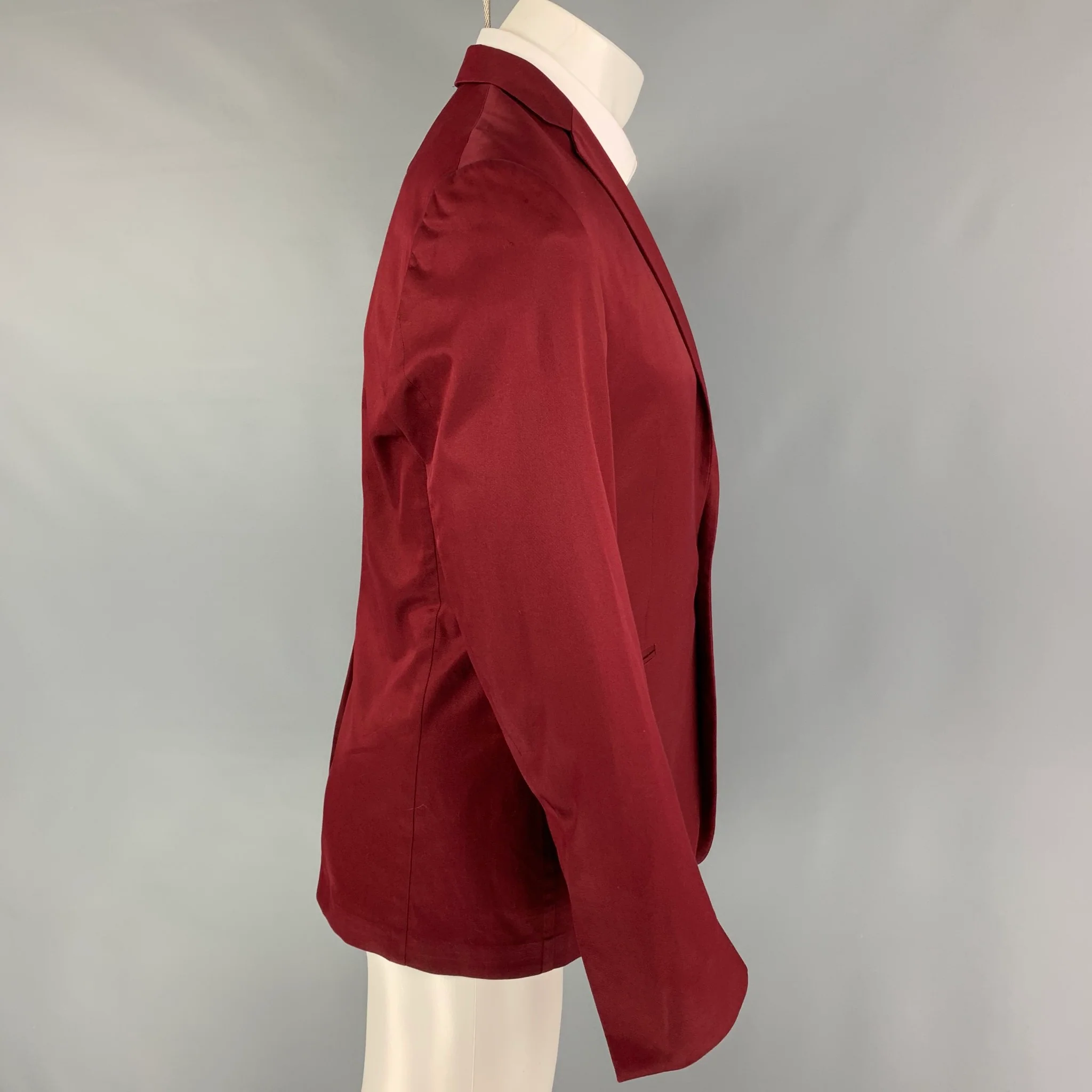 SPENCER HART Size 38 Burgundy Cotton Notch Lapel Sport Coat - Image 2