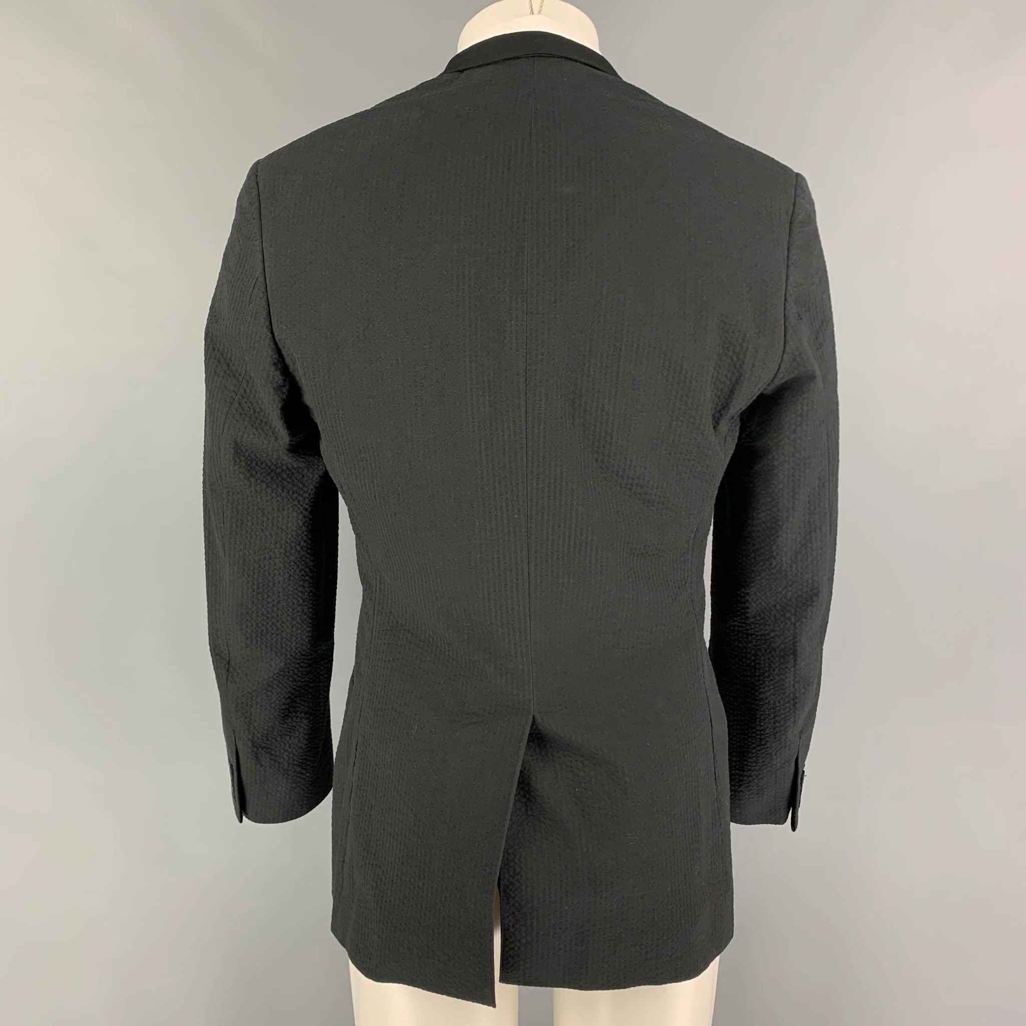 SPENCER HART Size 40 Navy Seersucker Cotton Shawl Collar Sport Coat - Image 3