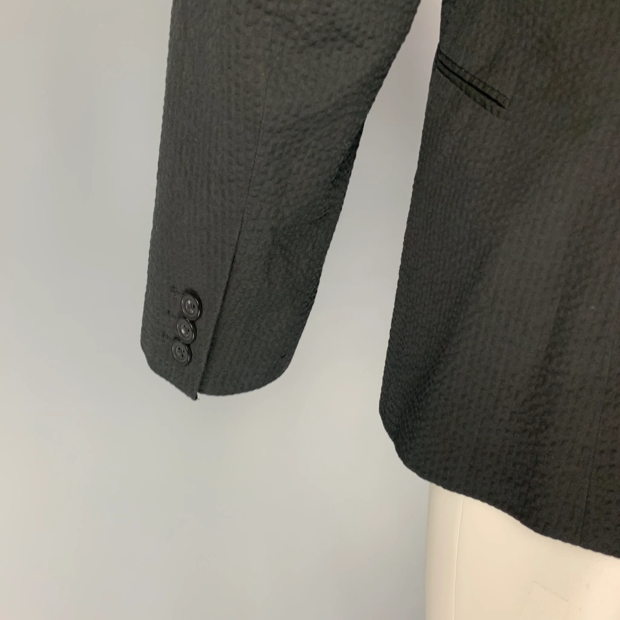 SPENCER HART Size 40 Navy Seersucker Cotton Shawl Collar Sport Coat - Image 4