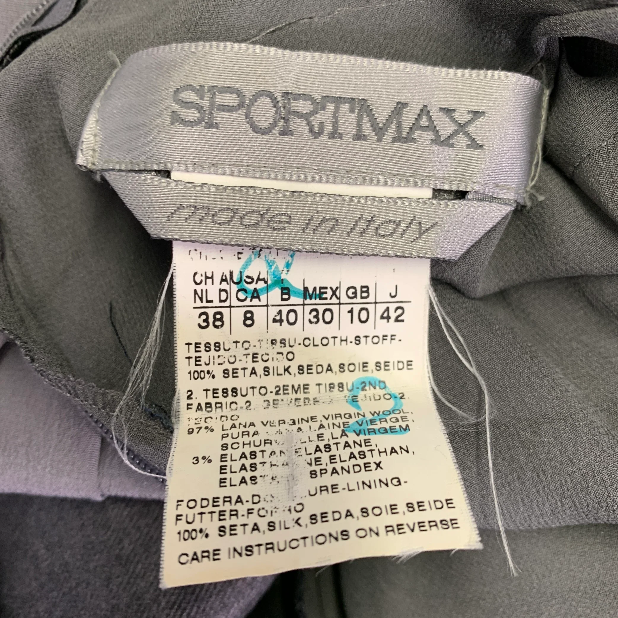 SPORTMAX Size XS Grey Black Silk Virgin Wool Blend Two Tone Pleated Dress - Image 4