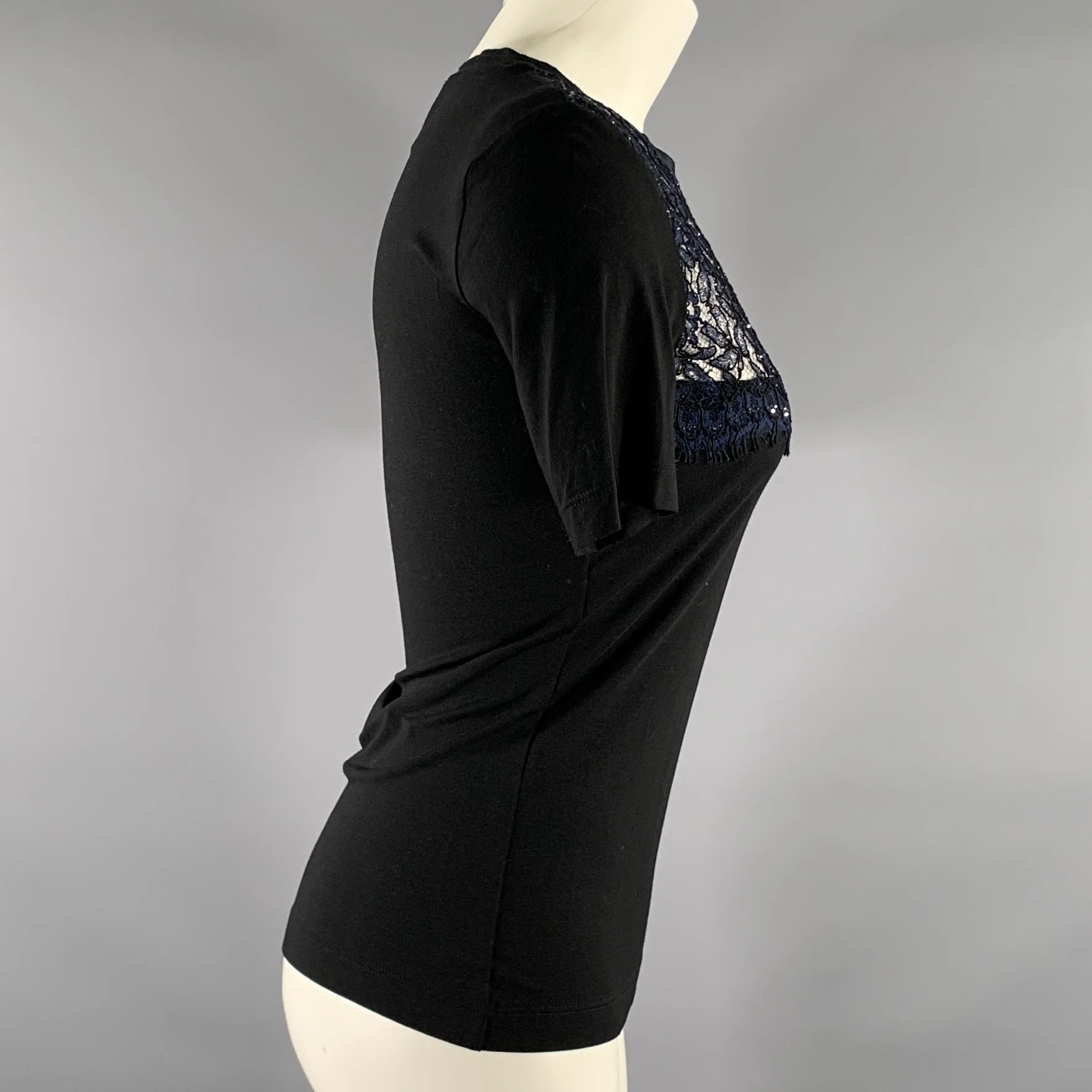 ST. JOHN COLLECTION Size P Black Navy Viscose  Spandex T Shirt Dress Top - Image 3
