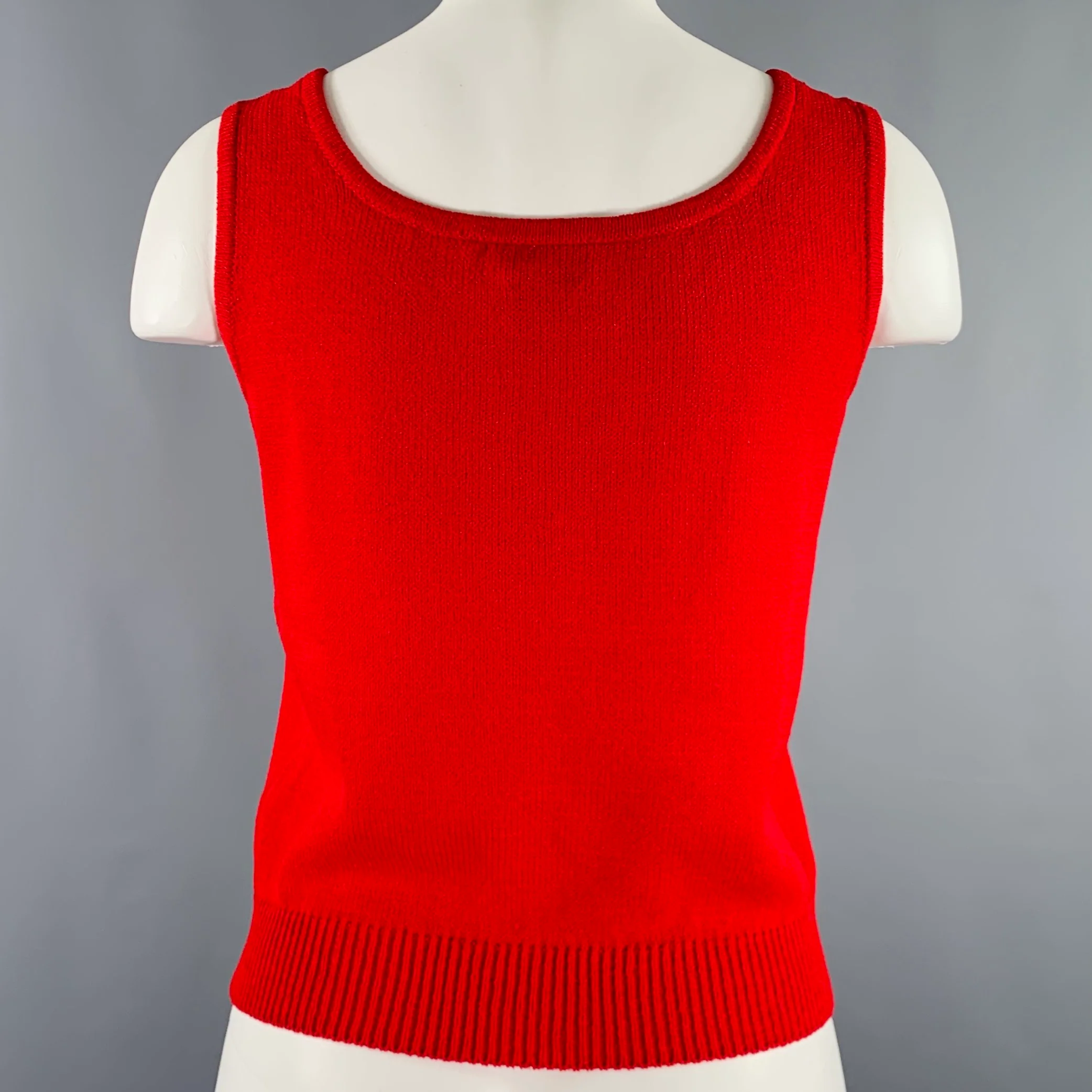ST. JOHN COLLECTION Size S Red Wool Blend Tank Casual Top - Image 3