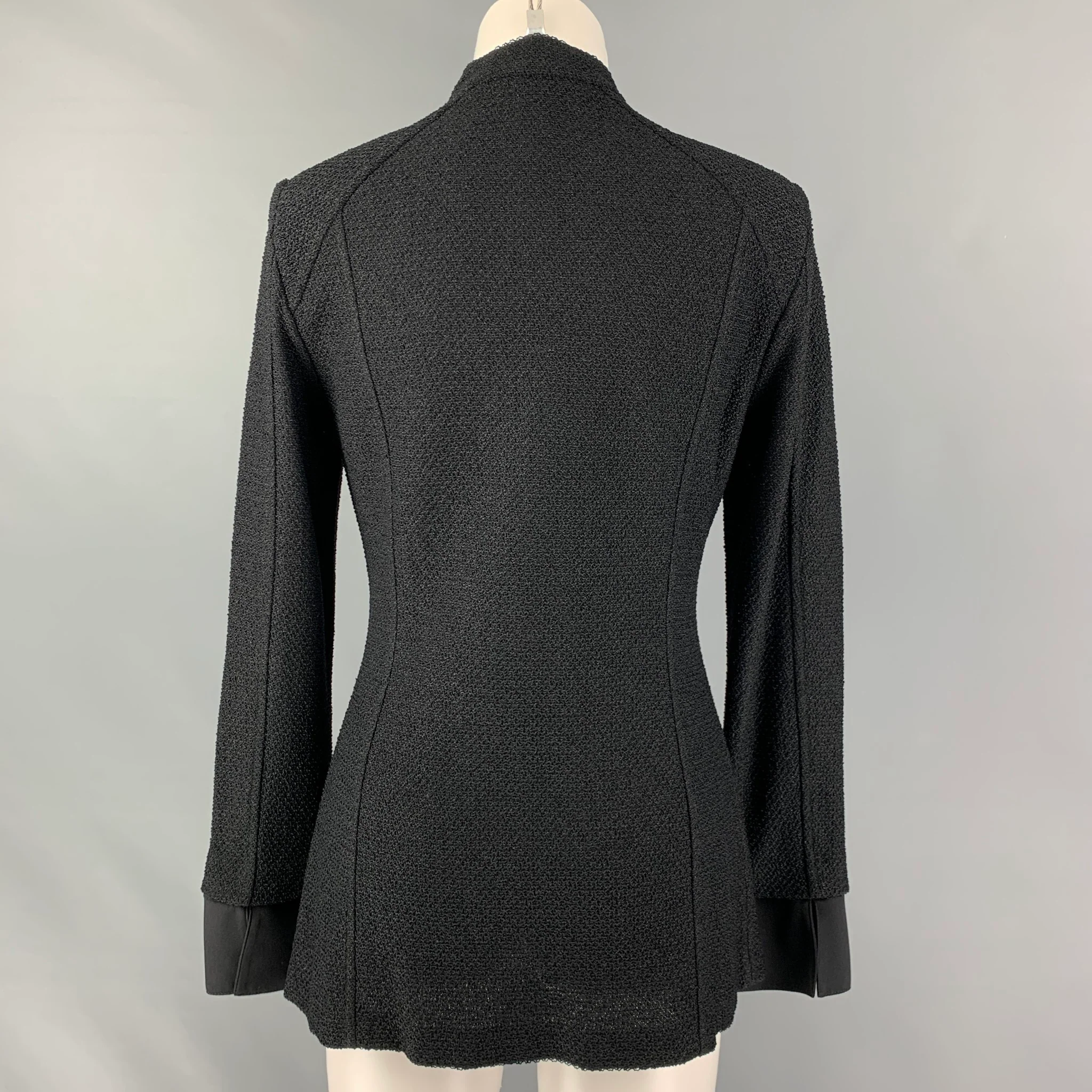 ST. JOHN Size 6 Black Wool Blend Textured Jacket - Image 3