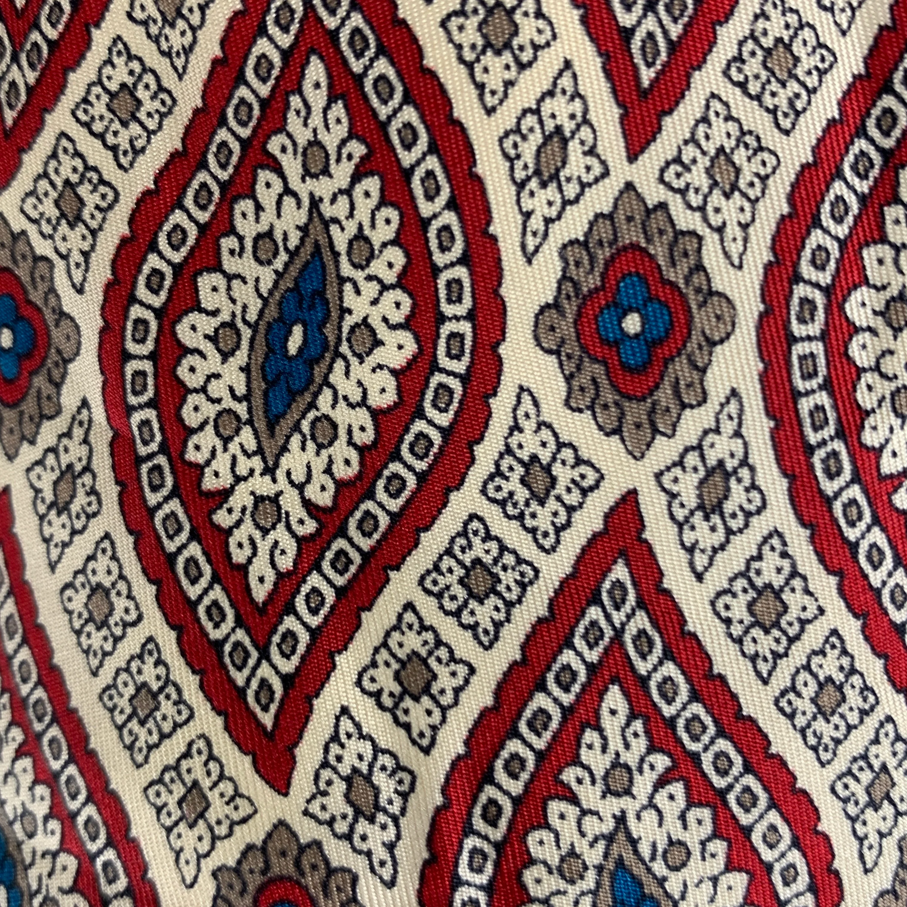 ST MICHAEL Cream Red Print Silk Tie - Image 2