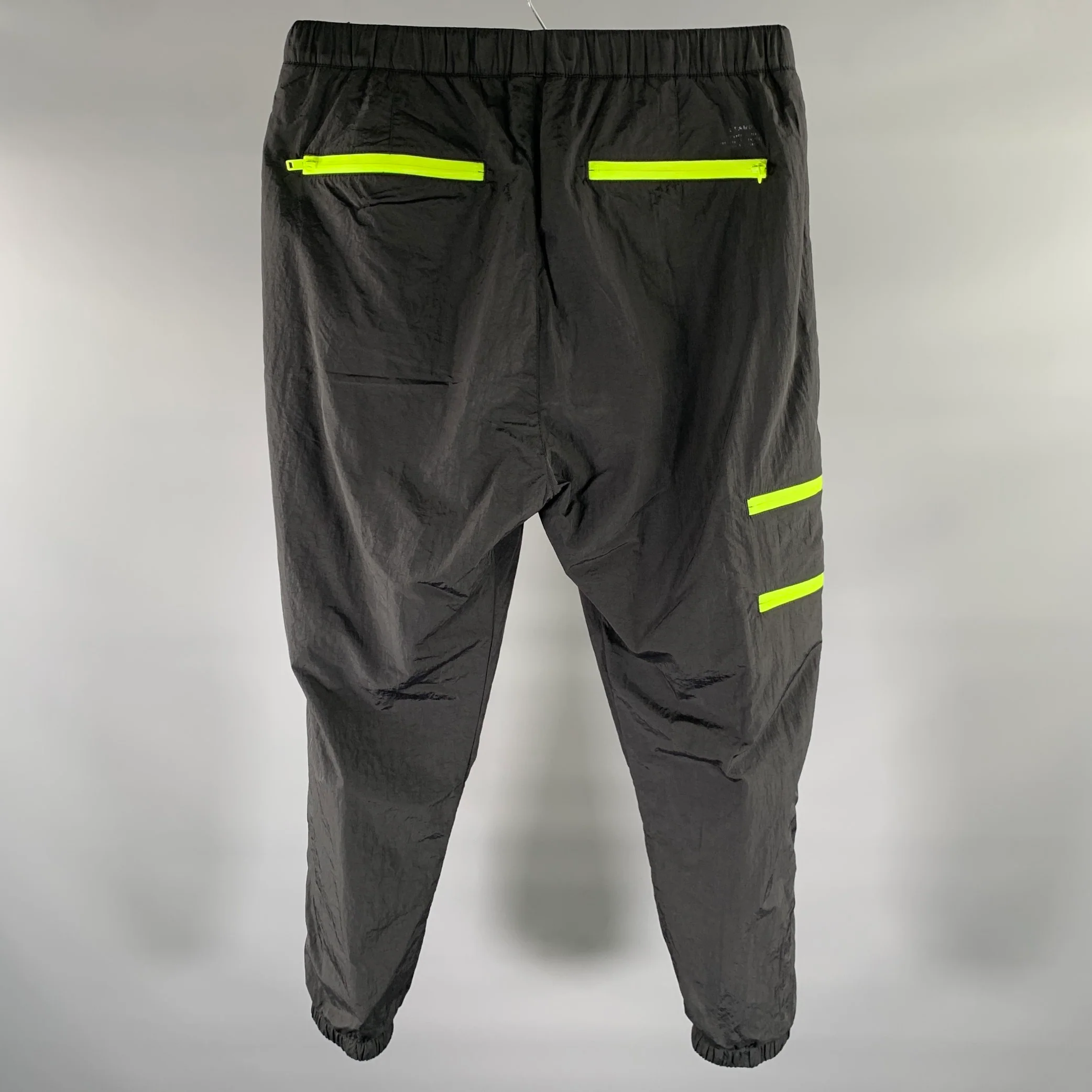 STAMPD Size M Black Green Nylon Joggers Casual Pants - Image 3