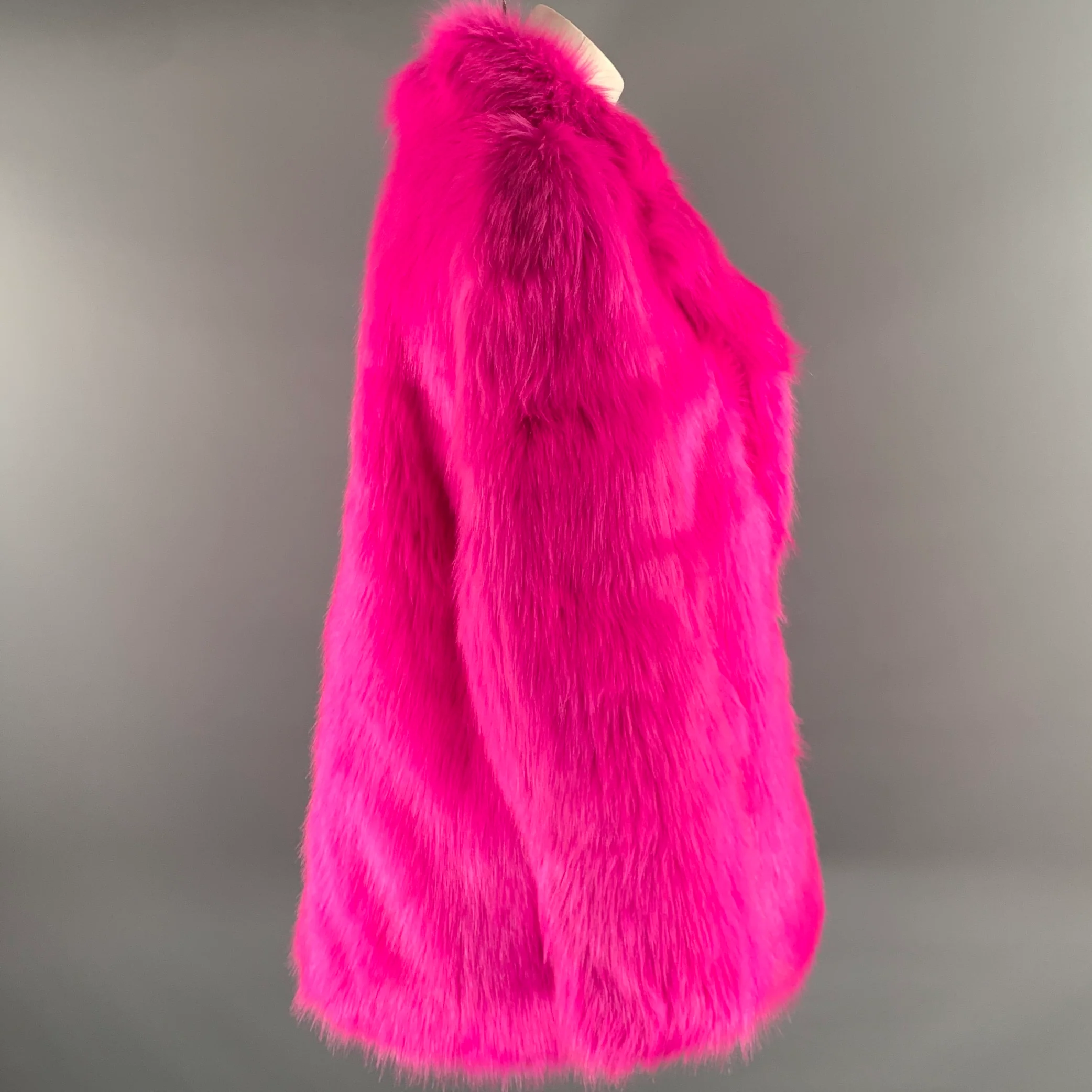 STAND STUDIO Size M Pink Modacrylic Blend Textured Faux Fur Coat - Image 3