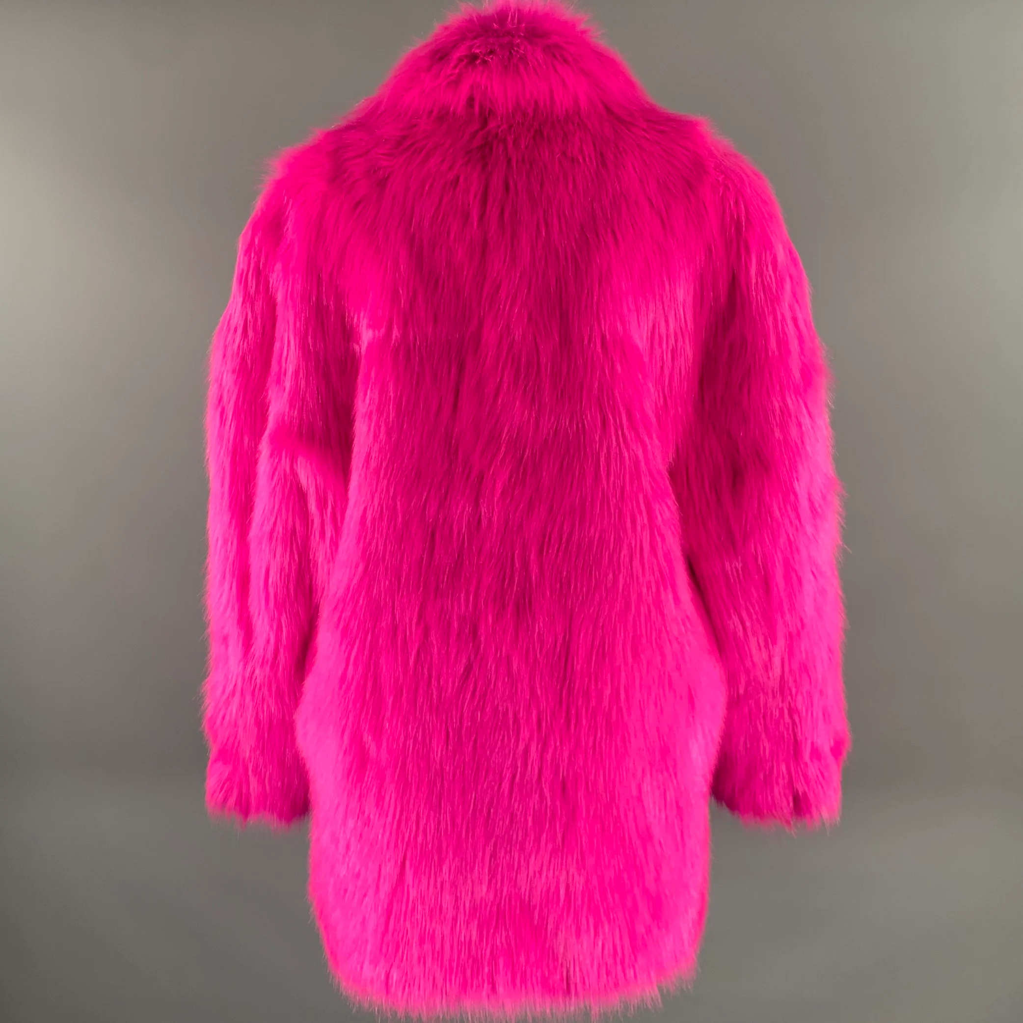 STAND STUDIO Size M Pink Modacrylic Blend Textured Faux Fur Coat - Image 4