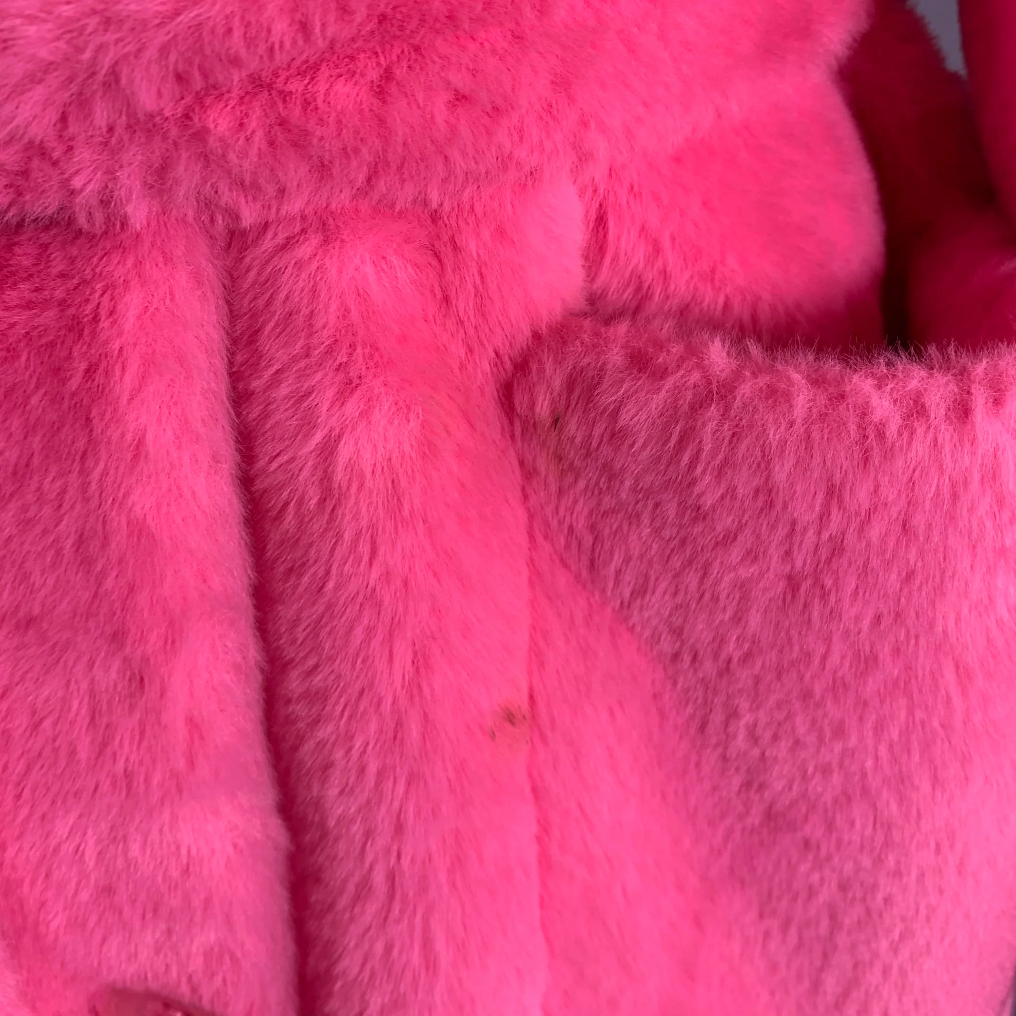 STAND STUDIO Size M Pink Polyester Textured Faux Fur Belted Coat - Image 5