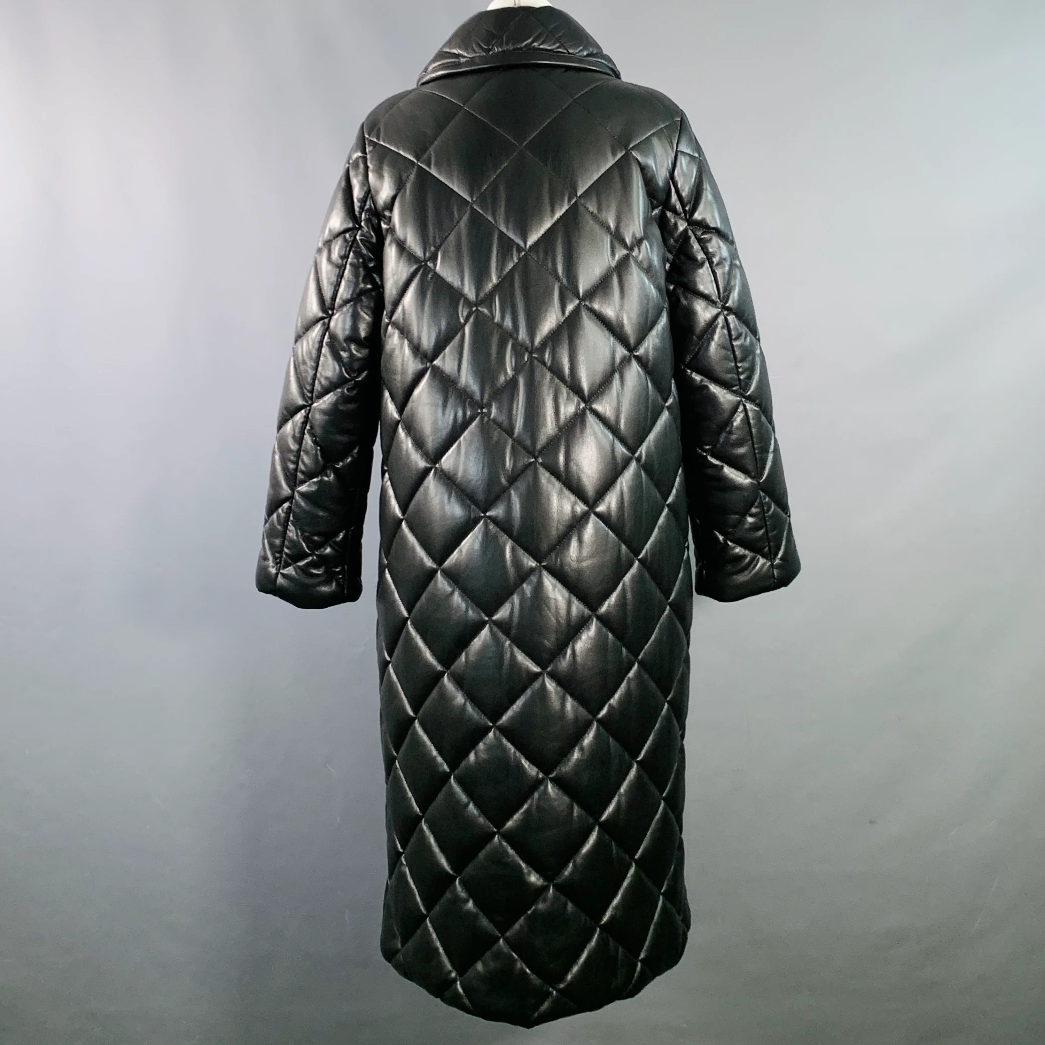 STAND STUDIO Size S Dorothea Black Faux Leather Quilted Snaps Coat - Image 3