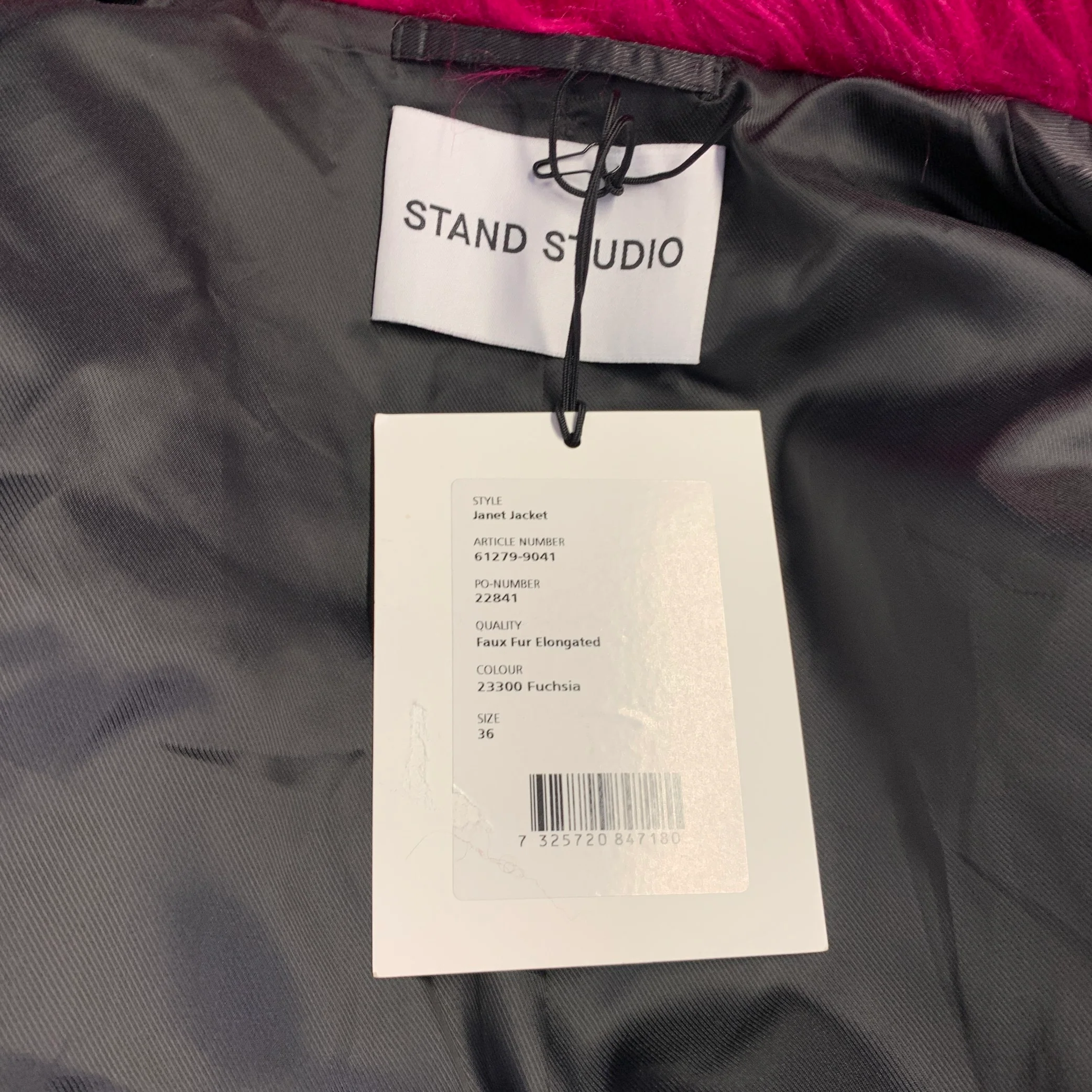 STAND STUDIO Size S Janet Fuchsia Shaggy Modacrylic Blend Faux Fur Jacket - Image 4
