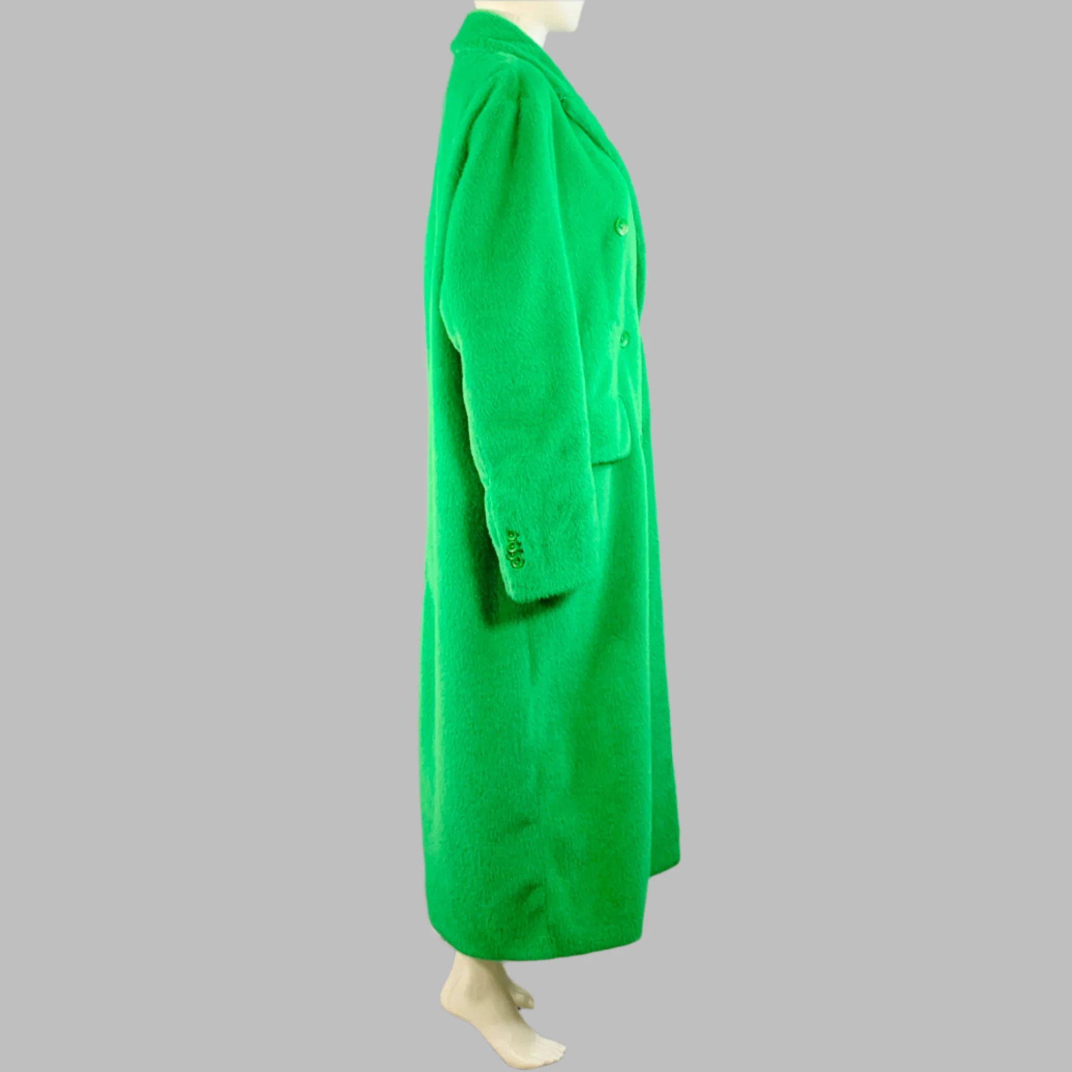 STAND STUDIO Size S Lidya Green Polyester Faux Fur Peak Lapel Coat - Image 3
