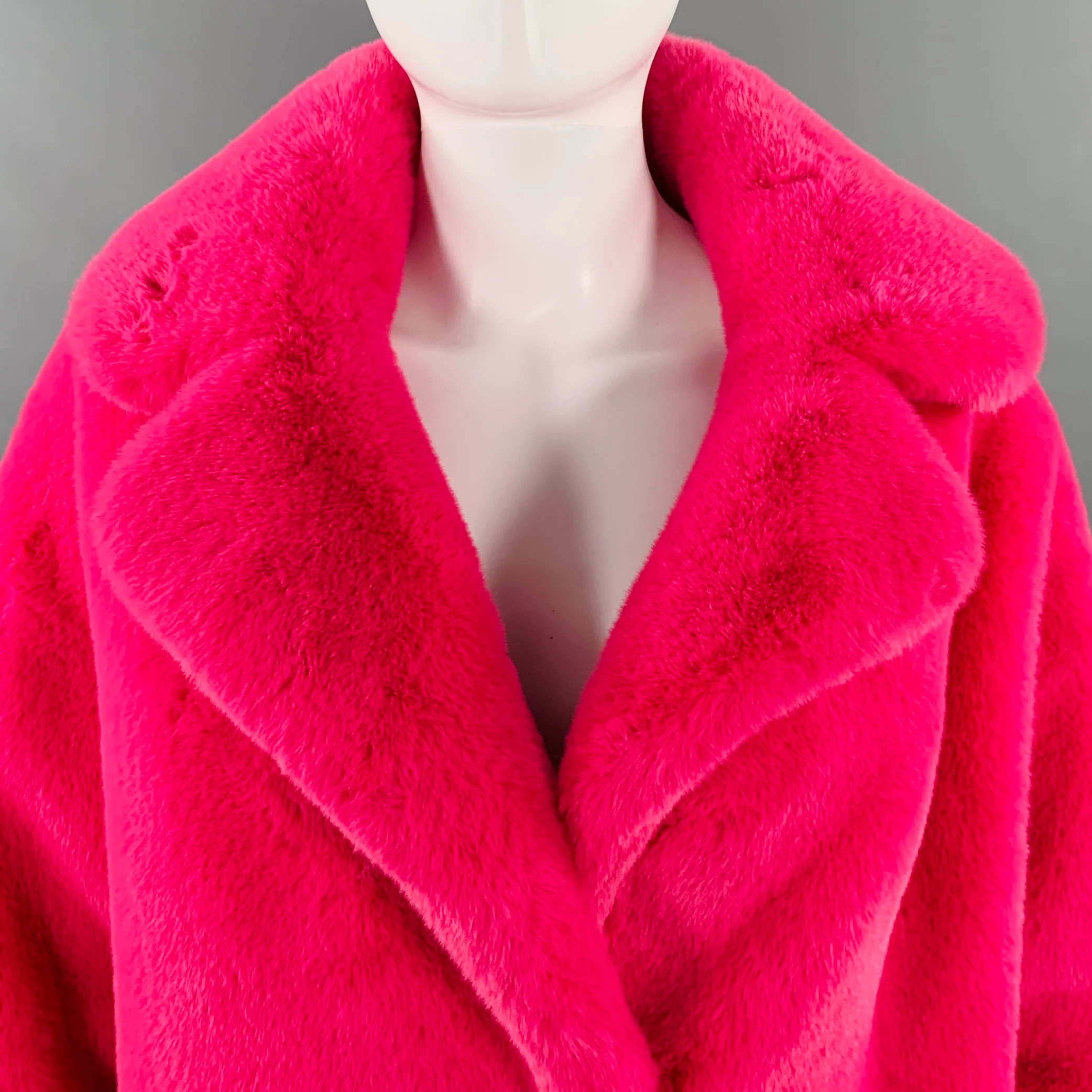 STAND STUDIO Size S Savannah Pink Polyester Oversized Faux Mink Fur Jacket - Image 2