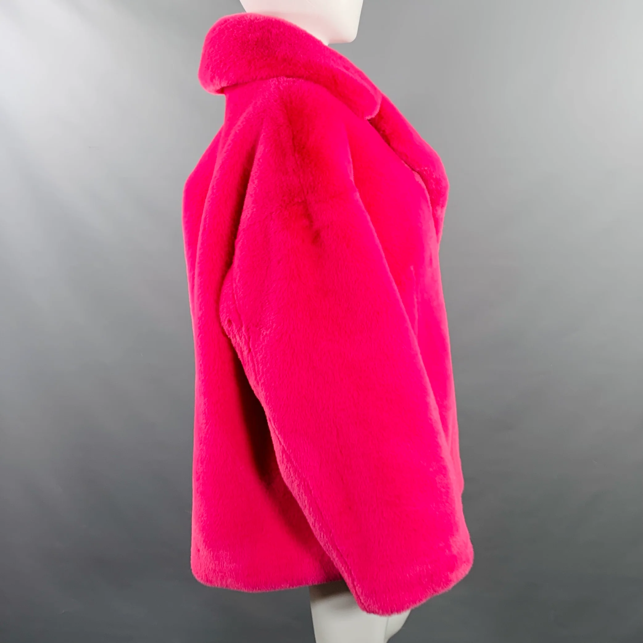 STAND STUDIO Size S Savannah Pink Polyester Oversized Faux Mink Fur Jacket - Image 3