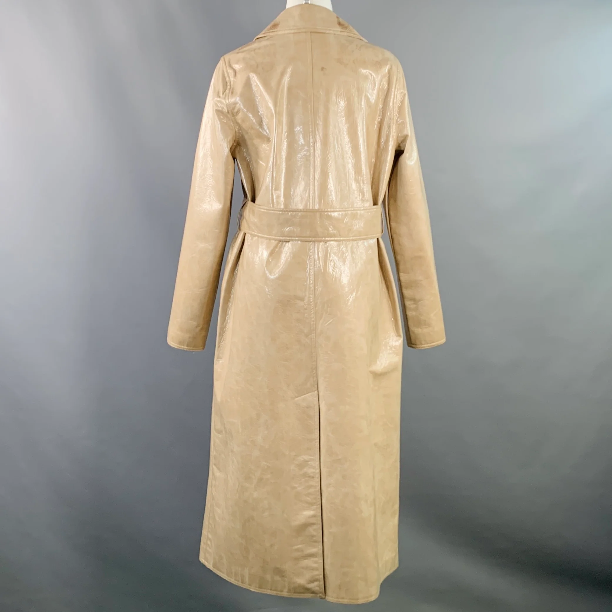STAND STUDIO Size S Vada Beige Faux Leather Belted Trenchcoat - Image 4