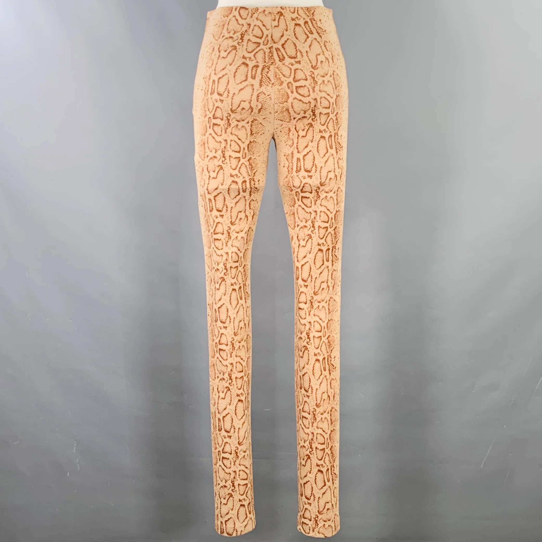 STAND STUDIO Size XS Tan Brown Polyester Blend Snakeskin Print Leggings - Image 3