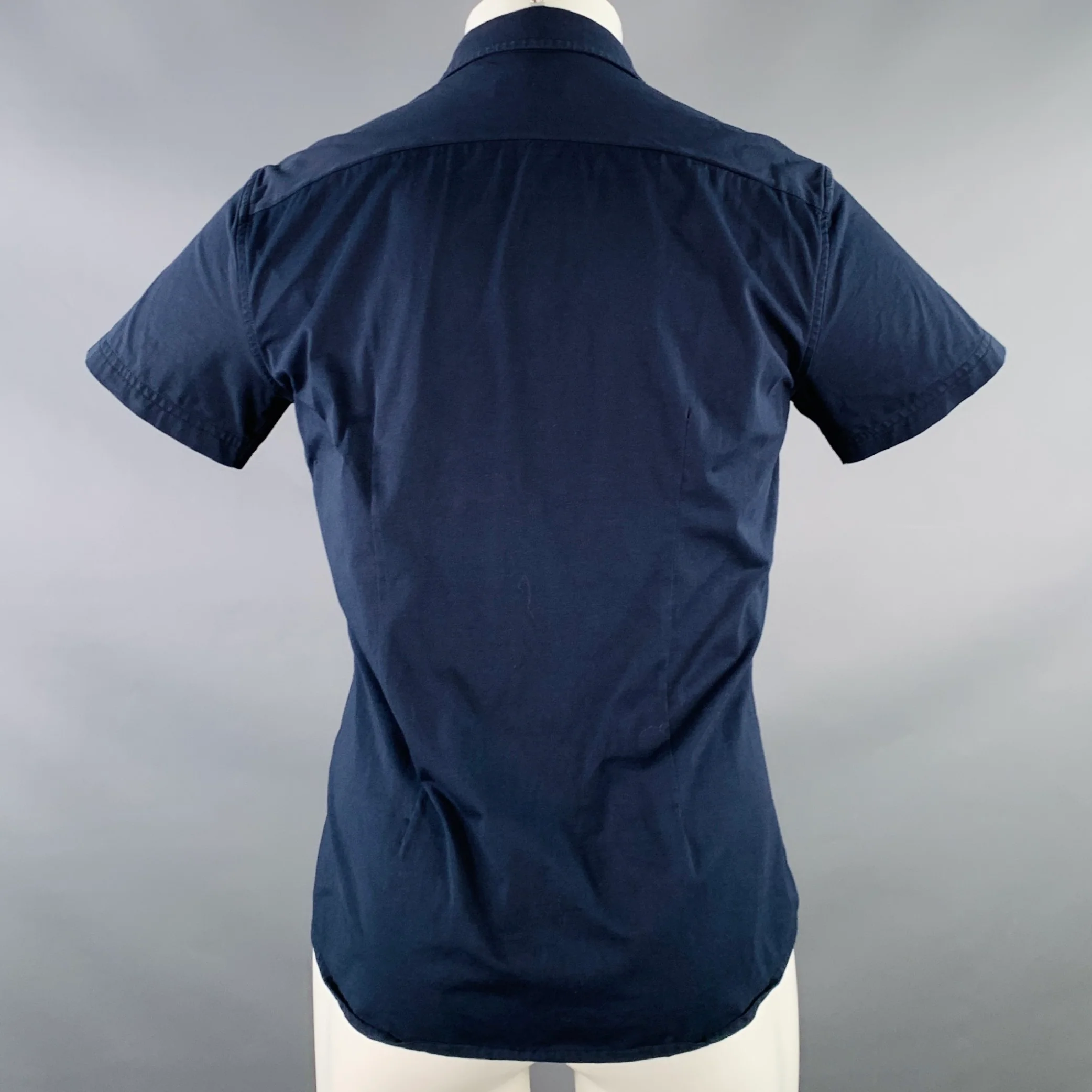 STEELE Size M Navy Cotton Blend Spread Collar Short Sleeve Shirt - Image 3