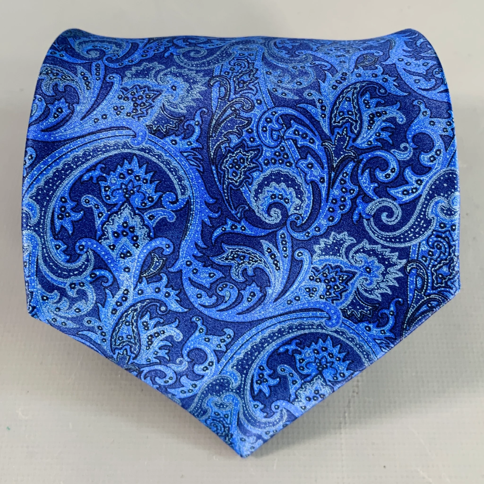 STEFANO RICCI Navy Blue Paisley Silk Tie