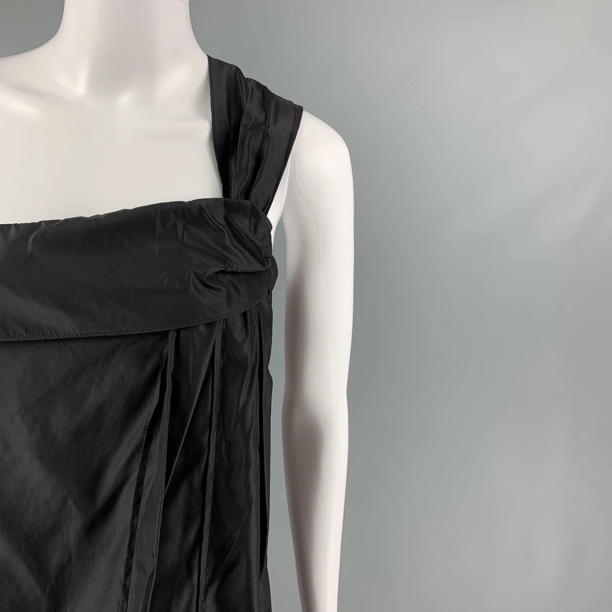 STELLA McCARTNEY 2007 Size 2 Black Silk Blend One Shoulder Cocktail Dress - Image 2