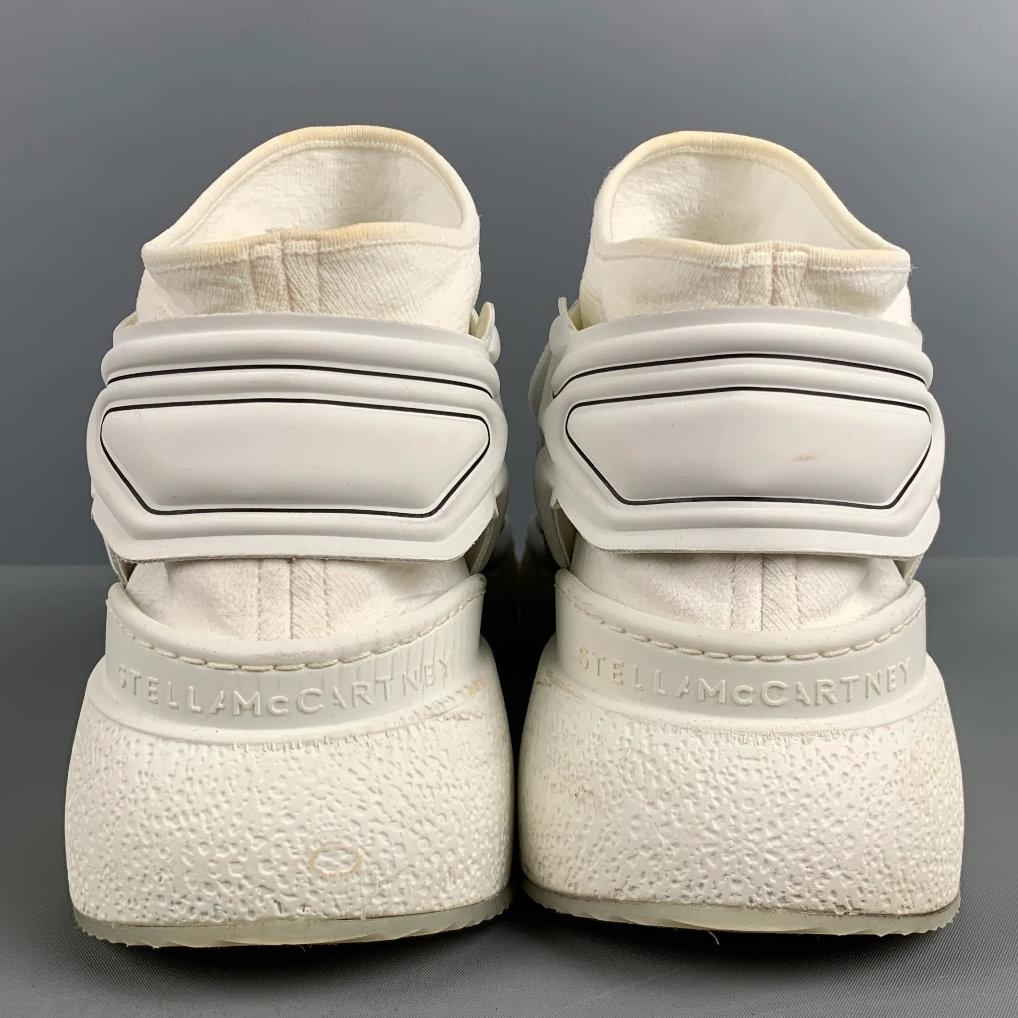 STELLA McCARTNEY Size 11 White Black Contrast Trim Rubber Wedge Sneakers - Image 3