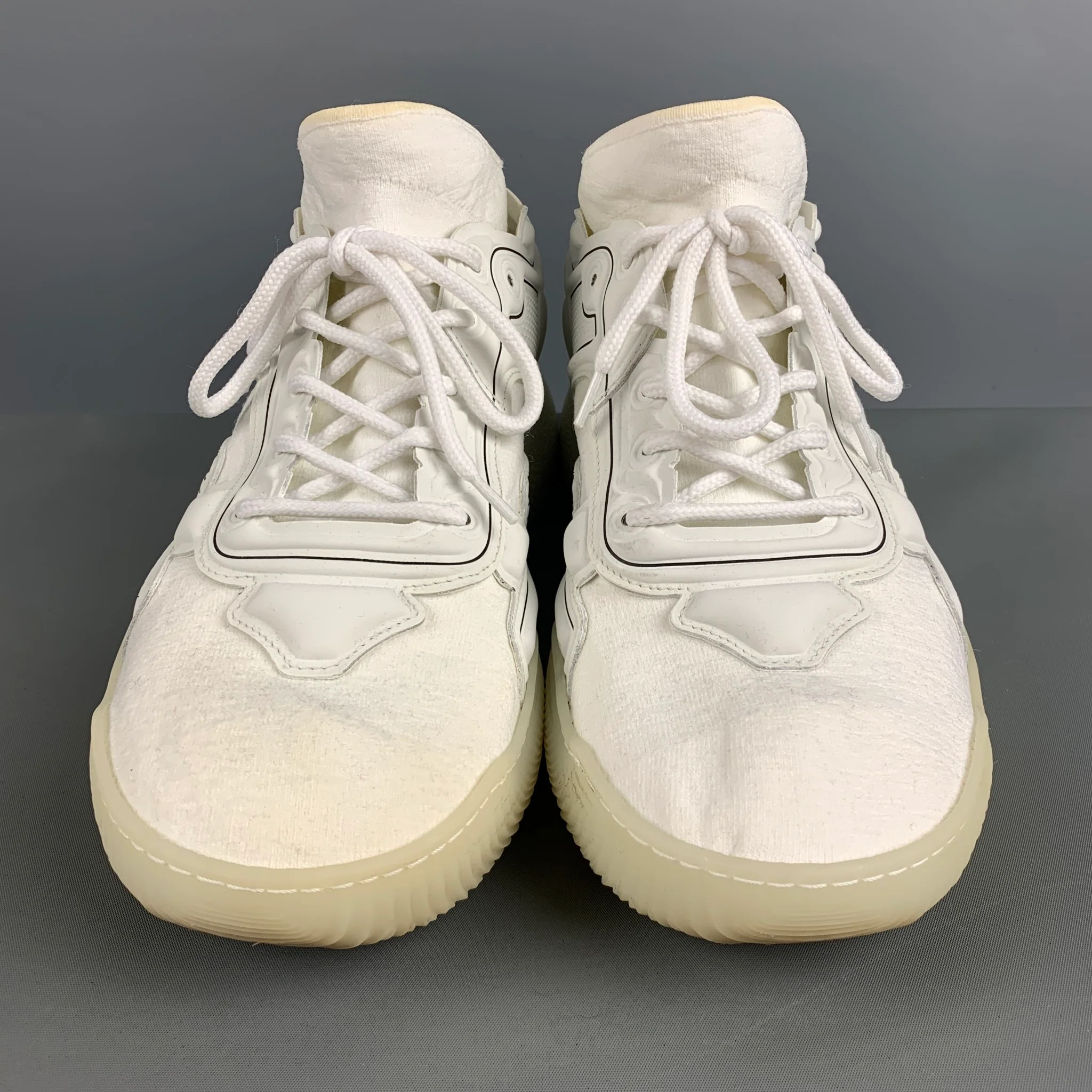 STELLA McCARTNEY Size 11 White Black Contrast Trim Rubber Wedge Sneakers - Image 4