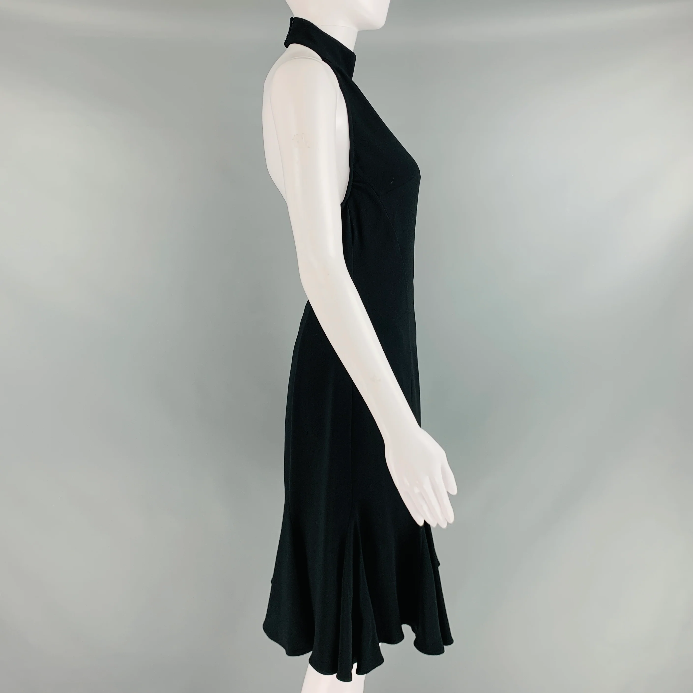 STELLA McCARTNEY Size 2 Black Viscose Blend Halter Above Knee Dress - Image 3