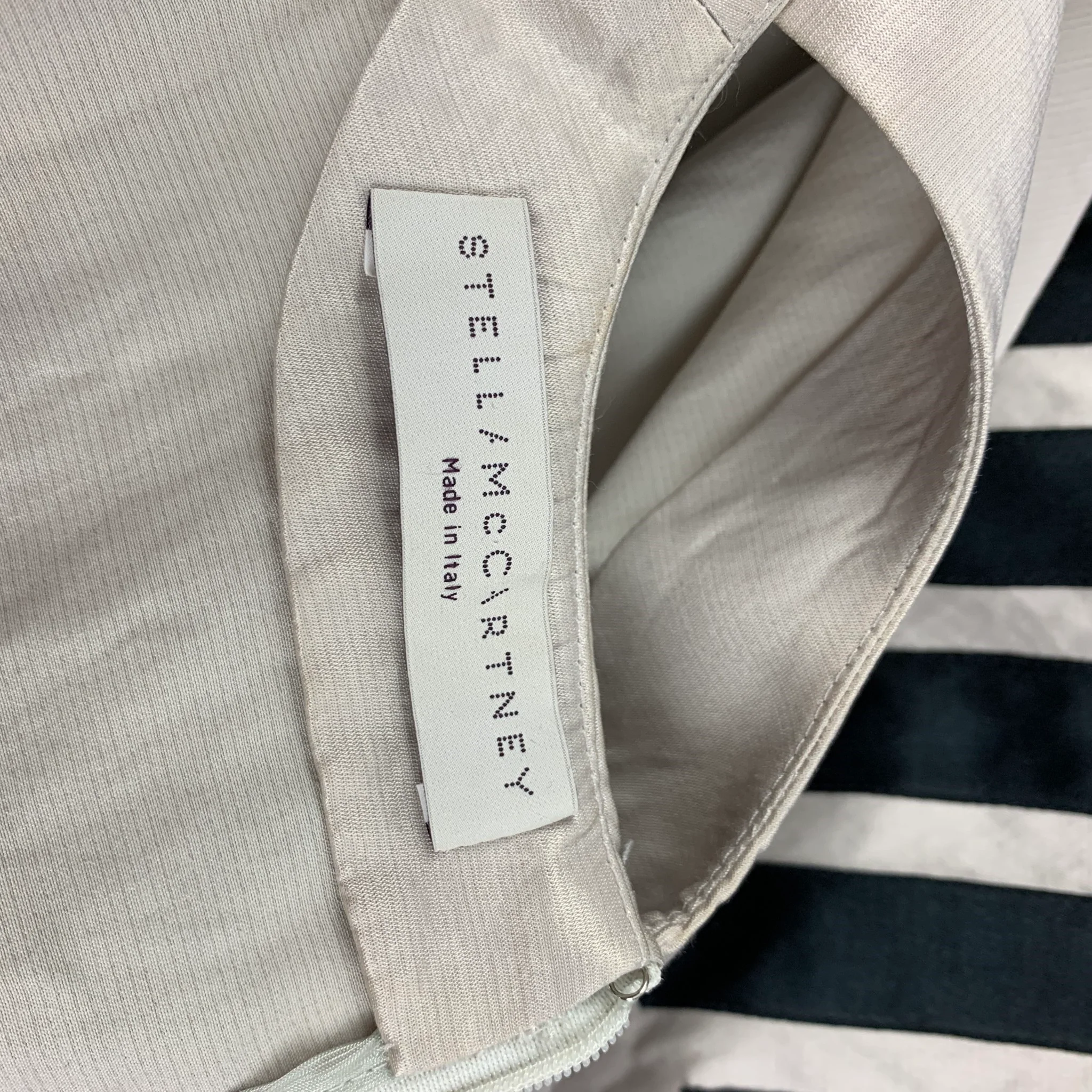 STELLA McCARTNEY Size 6 Beige Black Cotton Cupro Sleeveless Dress - Image 7