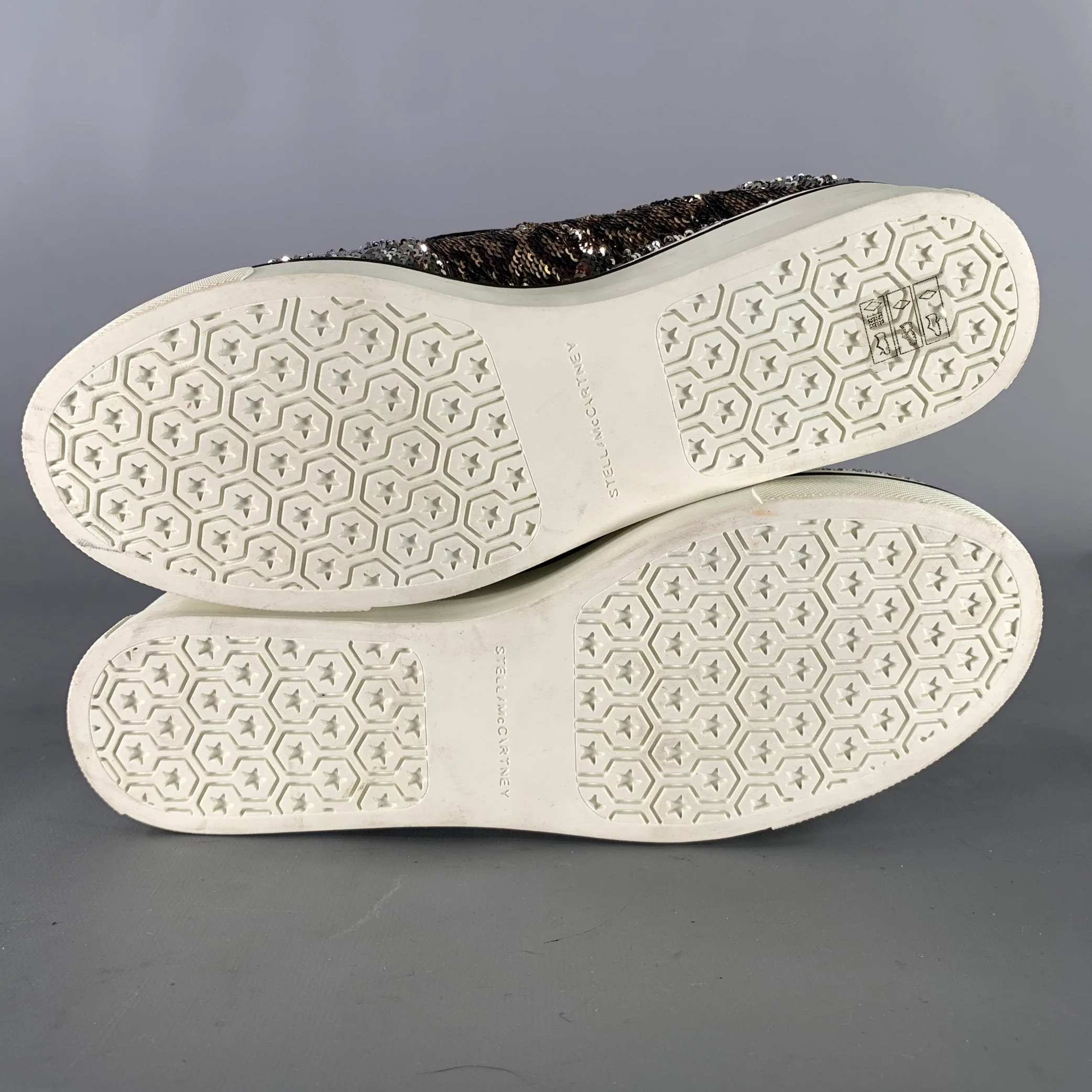 STELLA McCARTNEY Size 9 Silver Gold Sequined Slip On Sneakers - Image 6