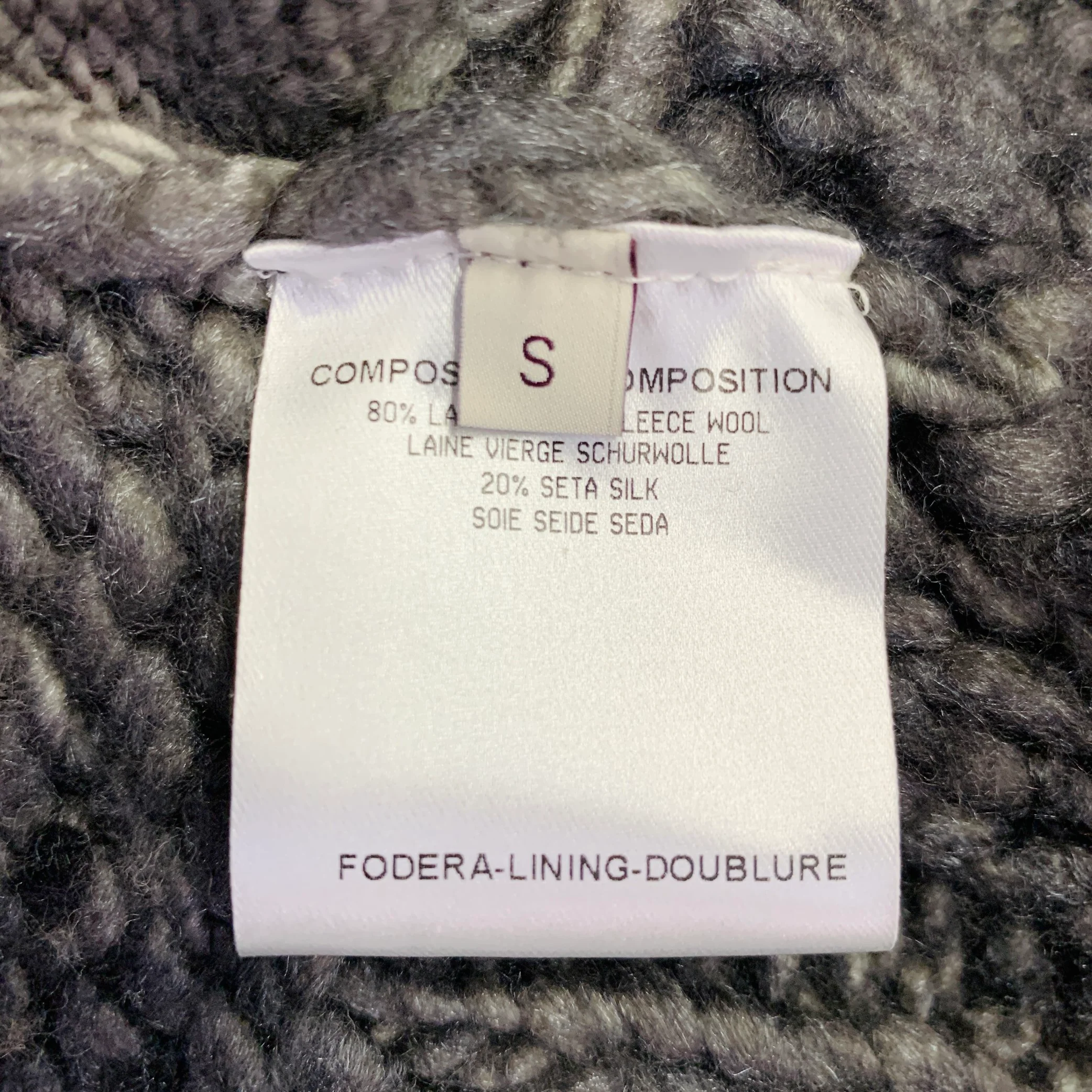 STELLA McCARTNEY Size S Black Grey Wool Silk Ombre Chunky Knit Zip Up Coat - Image 10