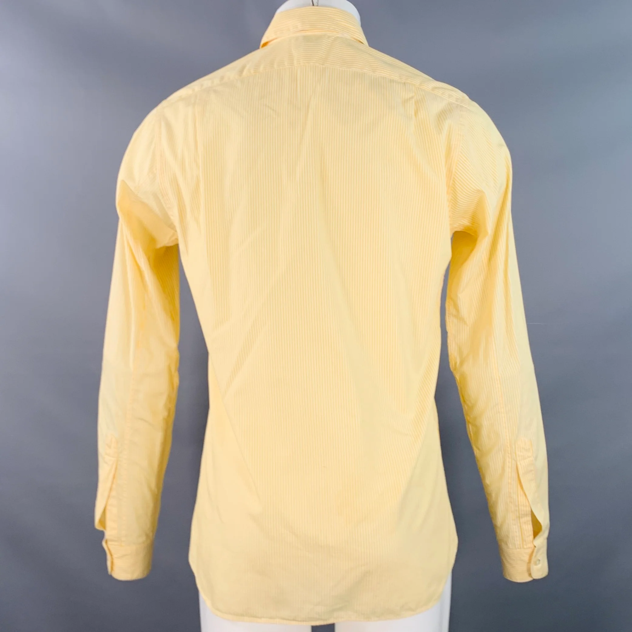 STEVEN ALAN Size S Yellow White Stripe Cotton Button Down Collar Long Sleeve Shirt - Image 4