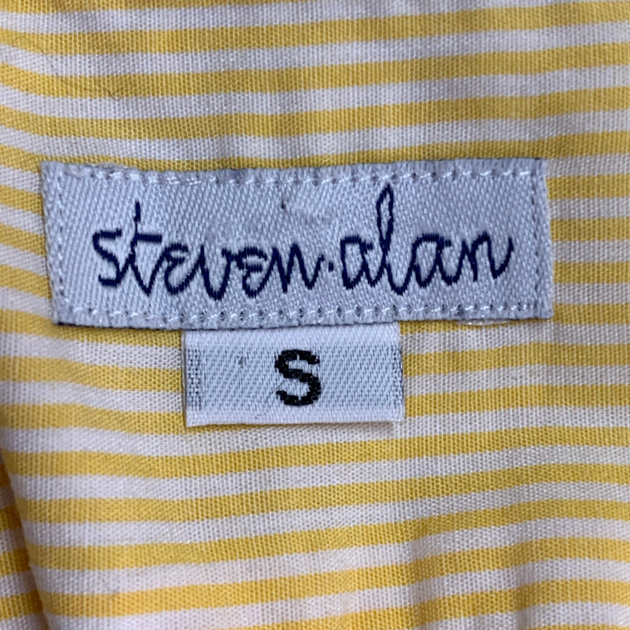 STEVEN ALAN Size S Yellow White Stripe Cotton Button Down Collar Long Sleeve Shirt - Image 6