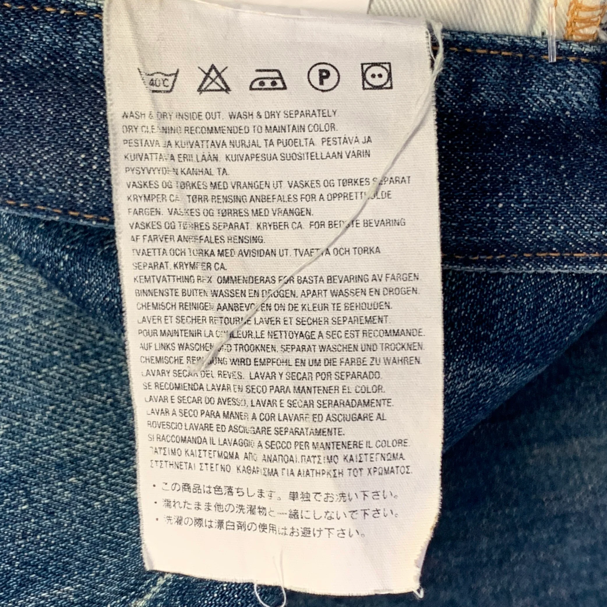 STEVENSON OVERALL CO. Size 38 Blue Distressed Cotton Selvedge Japanese Denim Button Fly Jeans - Image 9