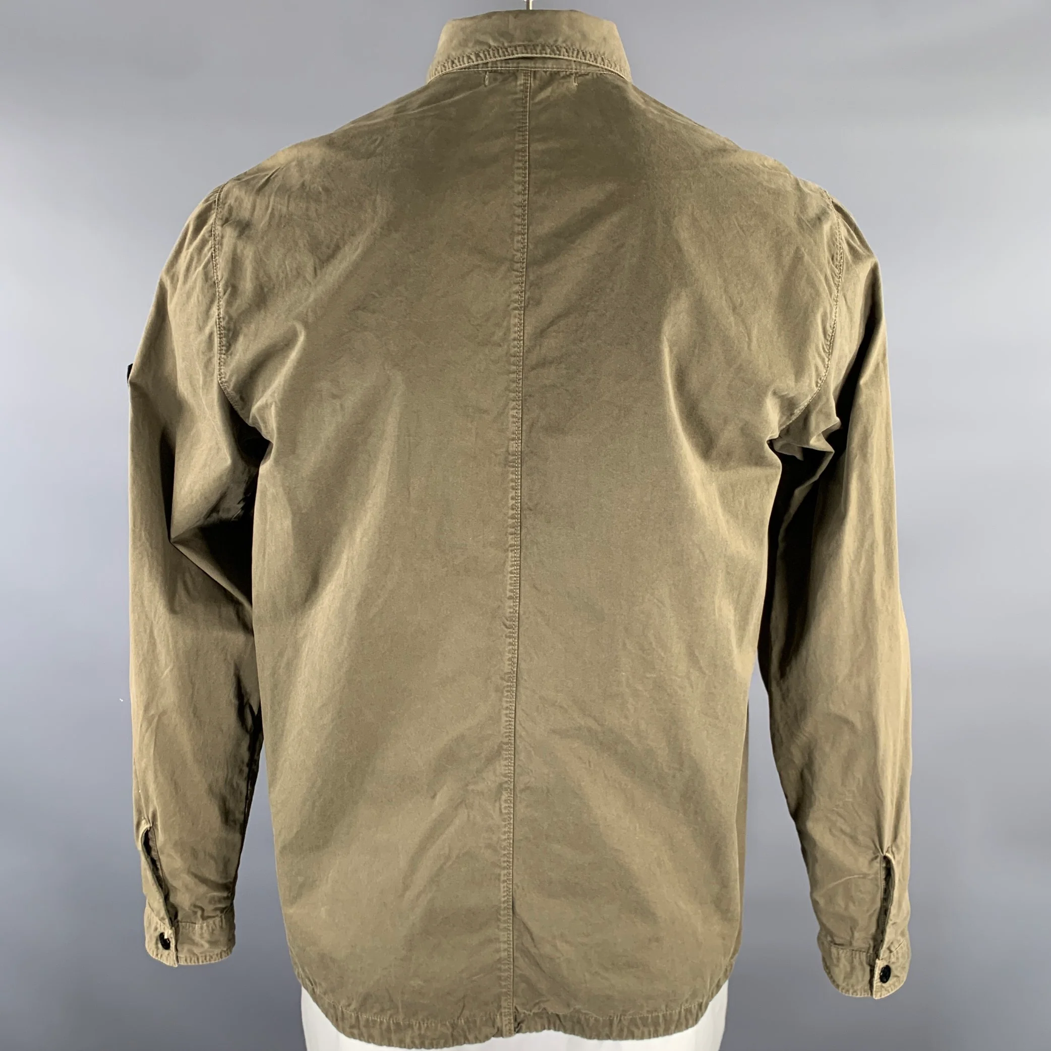 STONE ISLAND Chest Size L Green Patch Cotton Zip Up Jacket - Image 4