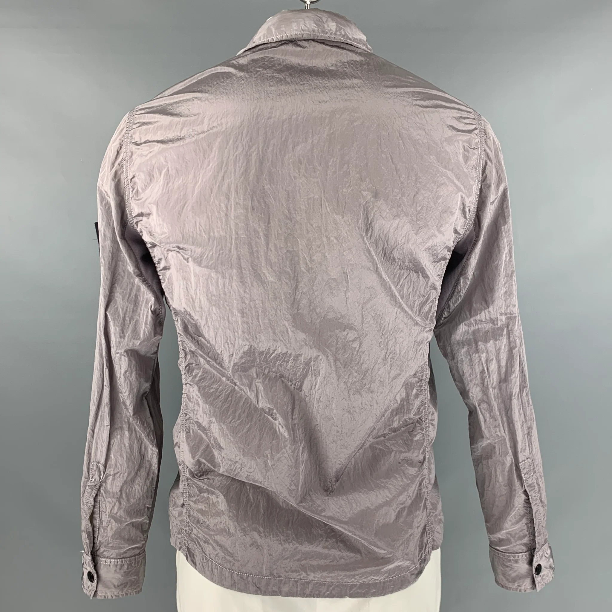 STONE ISLAND Size L Grey Metallic Polyamide Zip Up Jacket - Image 5