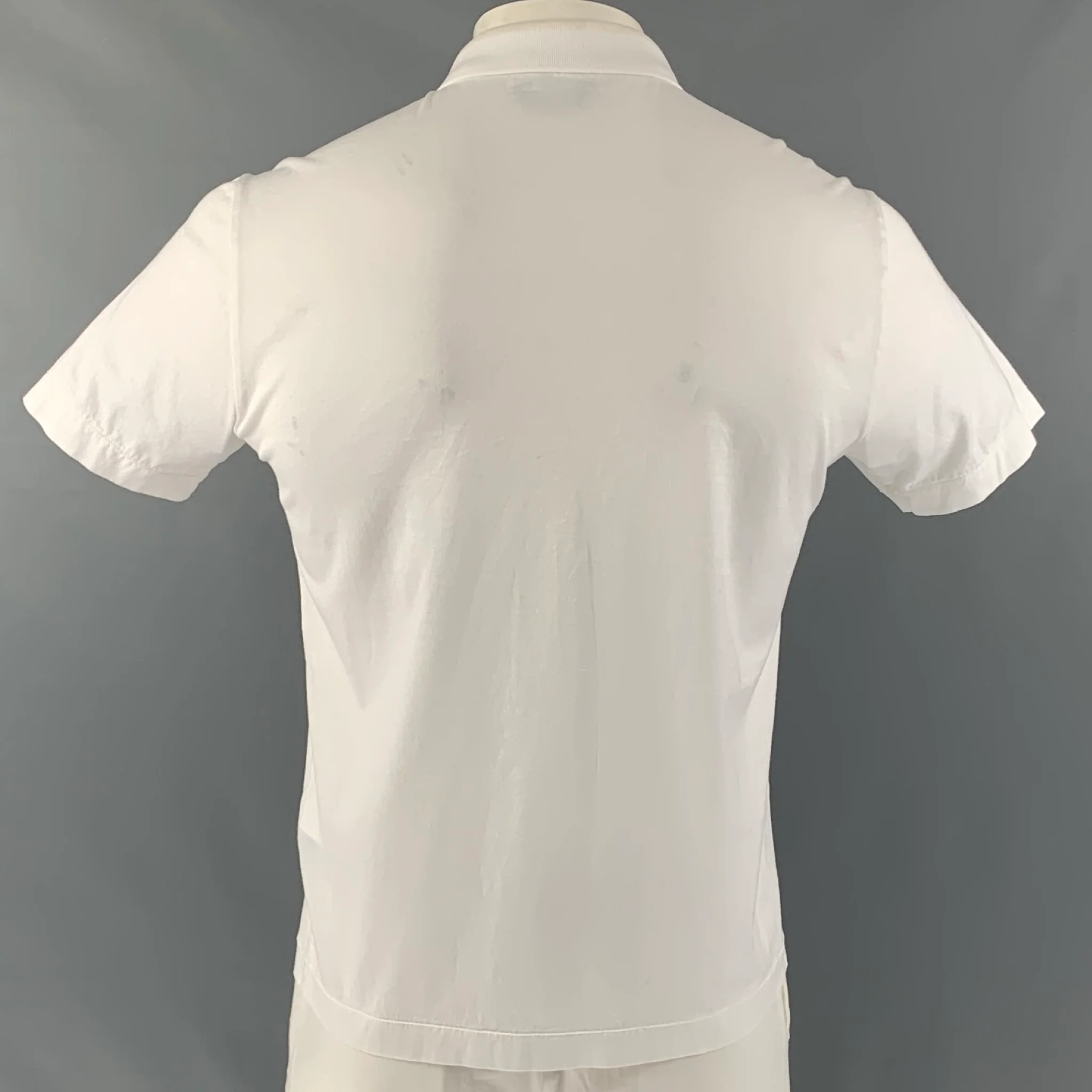 STONE ISLAND Size L White Logo Cotton Buttoned Polo - Image 3