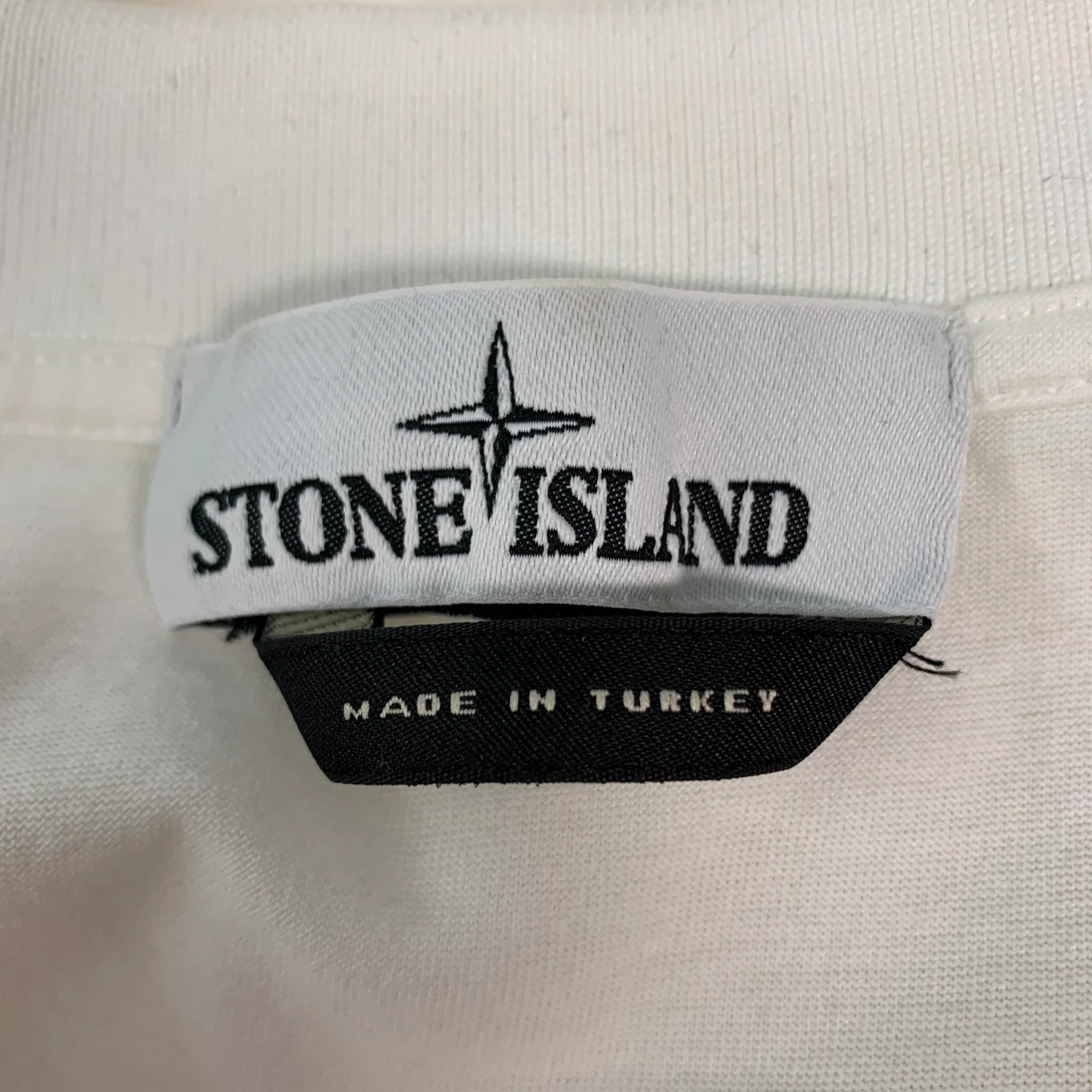 STONE ISLAND Size L White Logo Cotton Buttoned Polo - Image 6