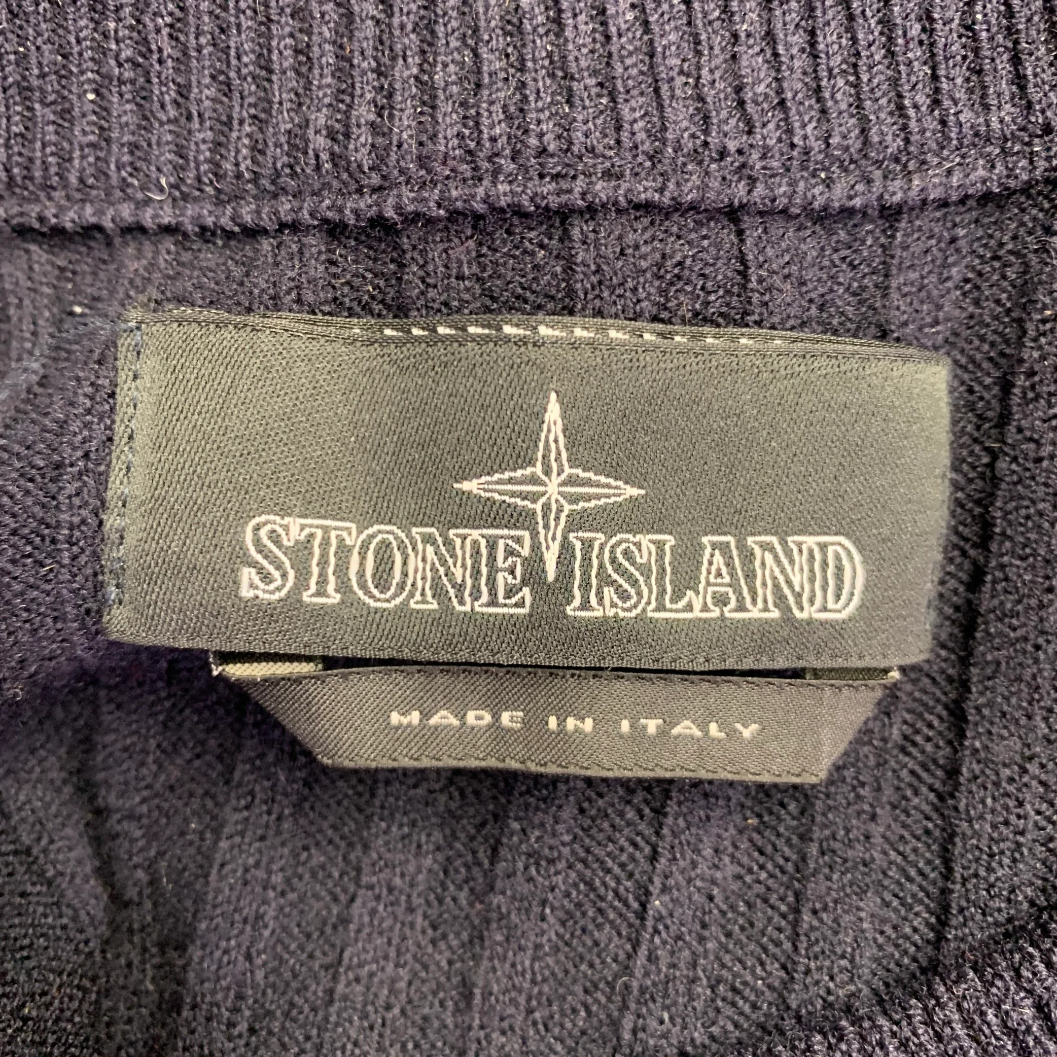 STONE ISLAND Size S Navy Wool Blend Crew Neck Pullover - Image 5