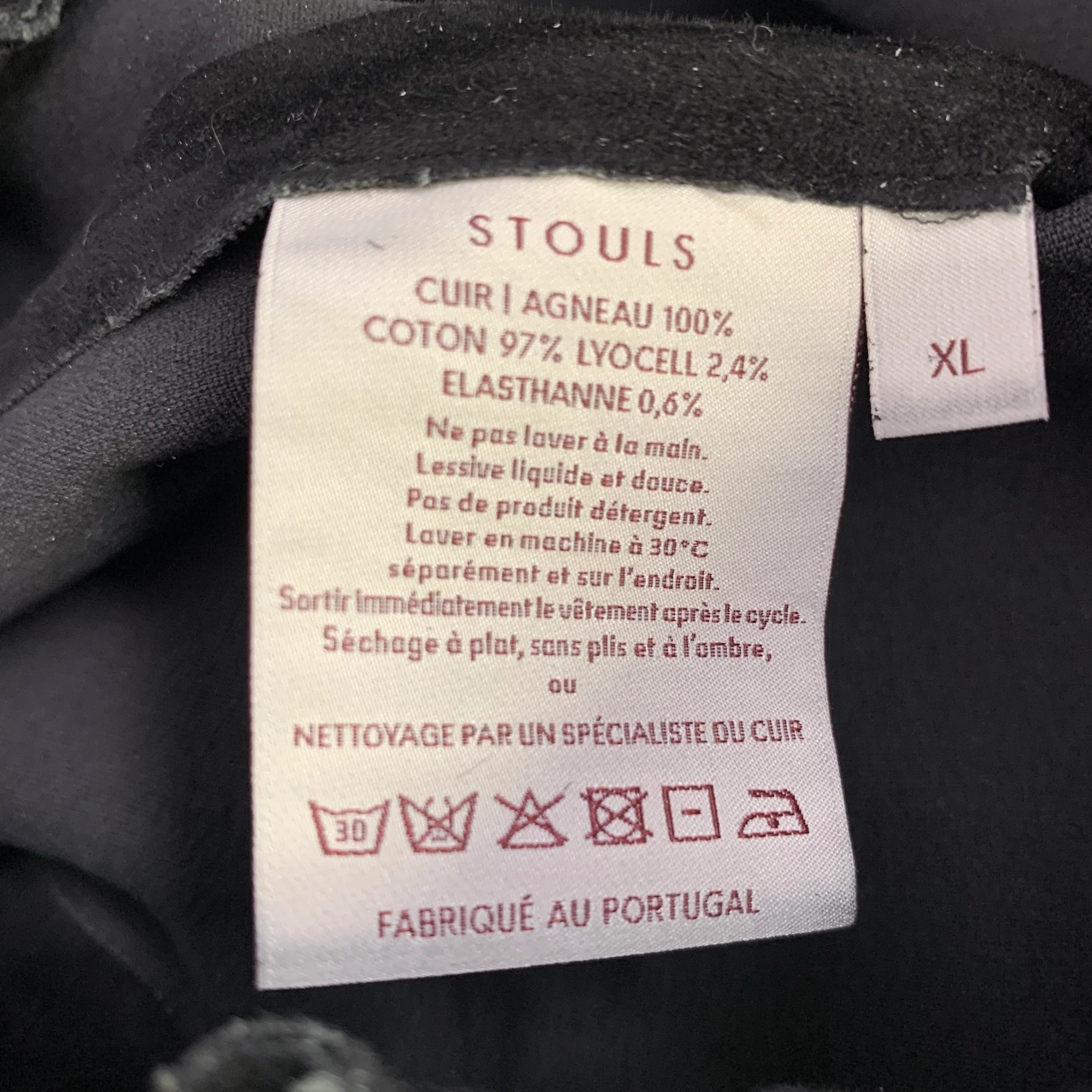 STOULS Size XL Black Lambskin Elastic Waistband Dress Pants - Image 4