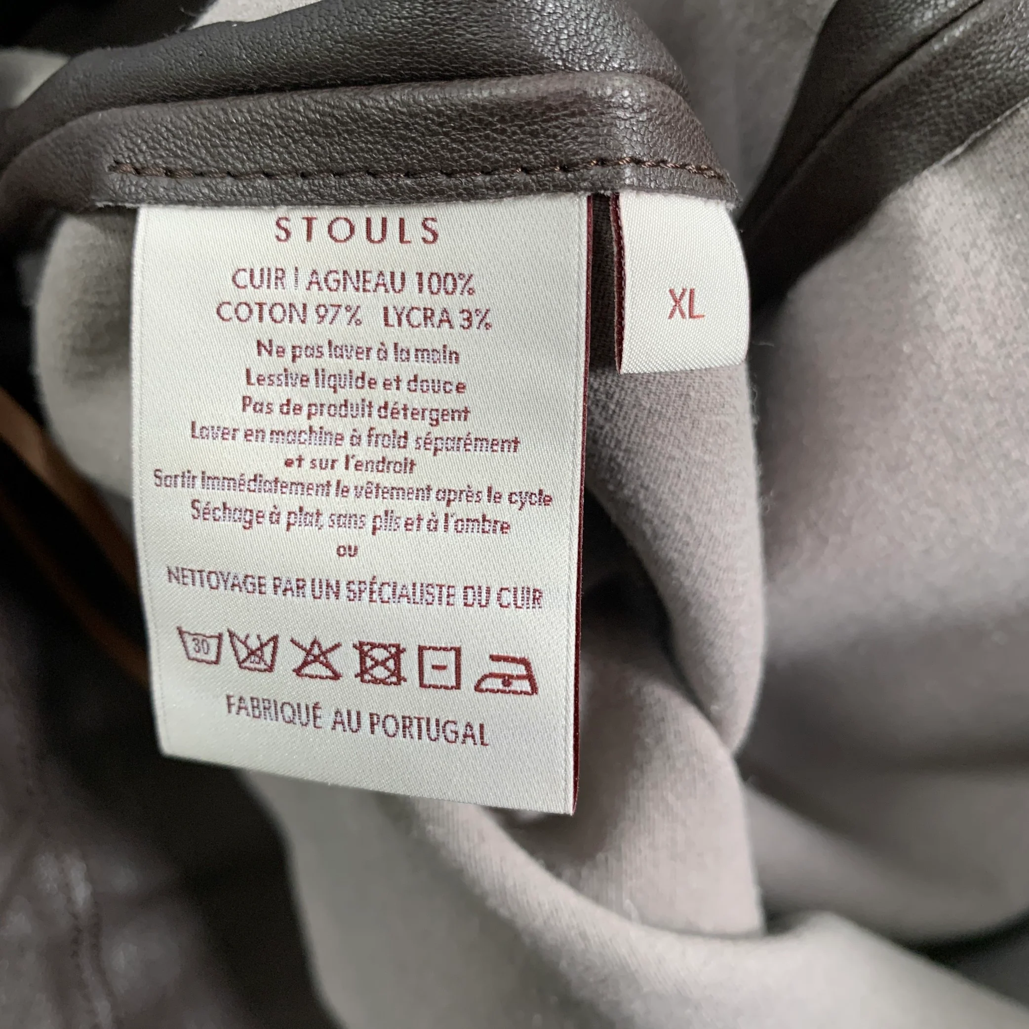 STOULS Size XL Brown Lambskin Leather Elastic Waistband Dress Pants - Image 4