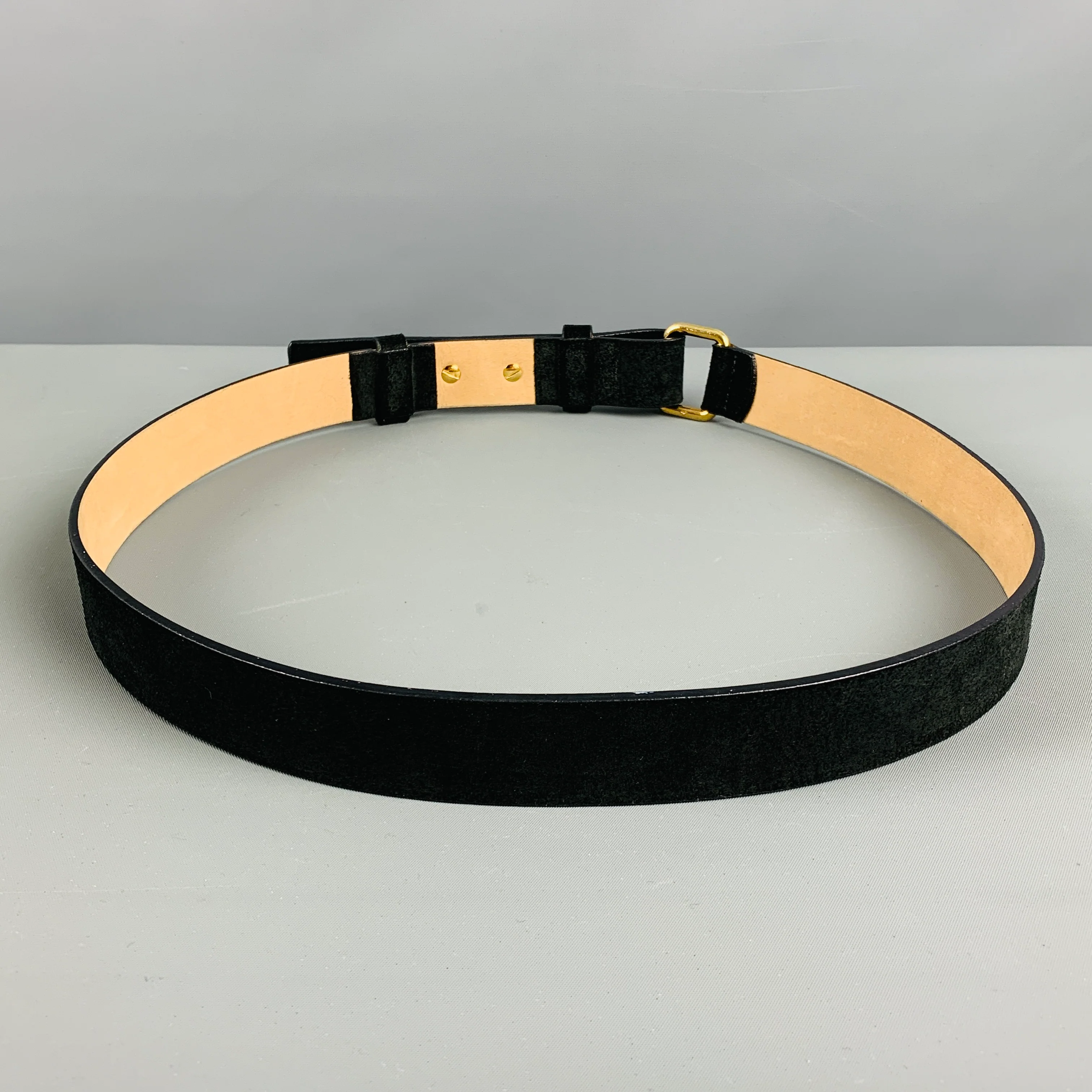 STREETS AHEAD Waist Size L Black Gold Suede Belt - Image 3