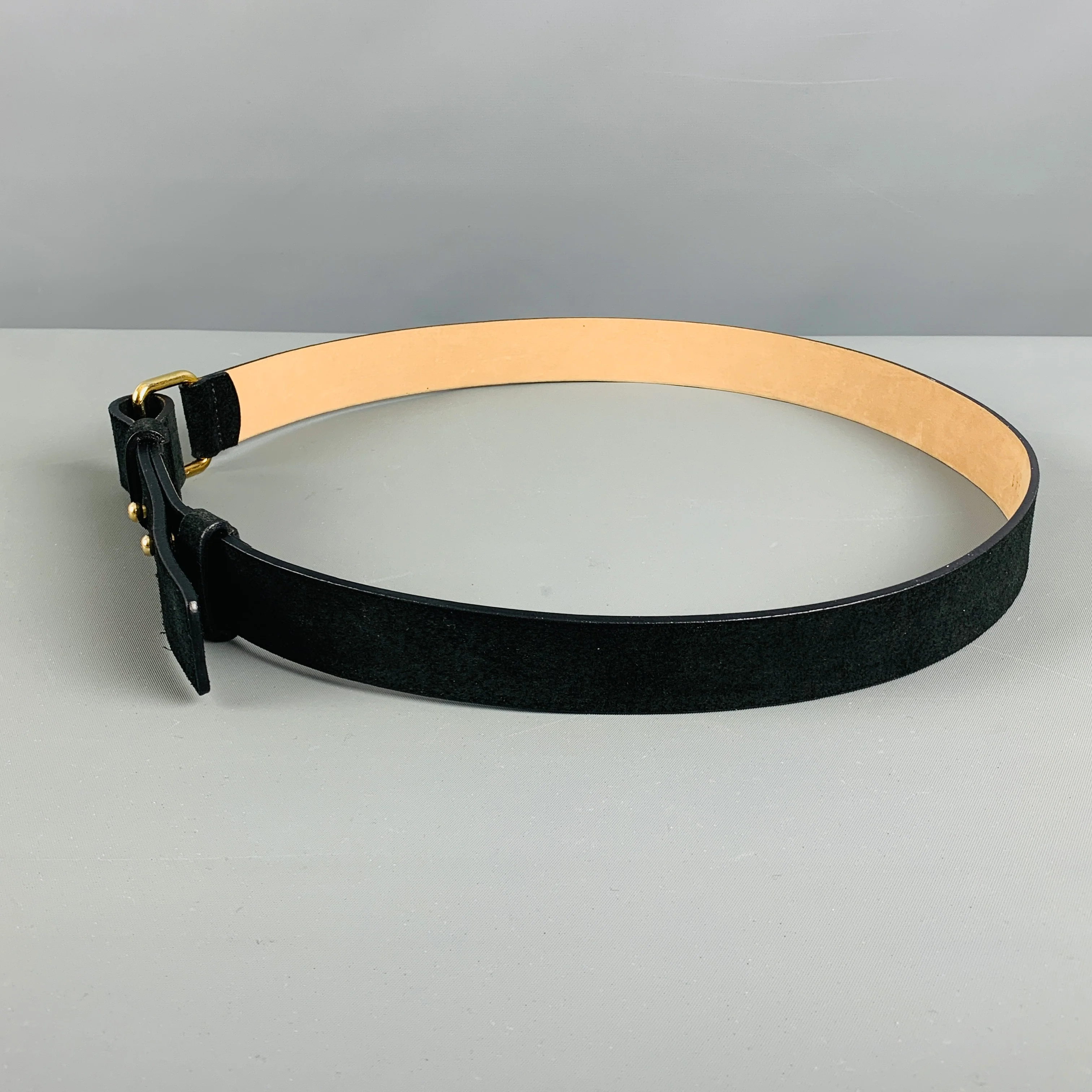 STREETS AHEAD Waist Size L Black Gold Suede Belt - Image 4
